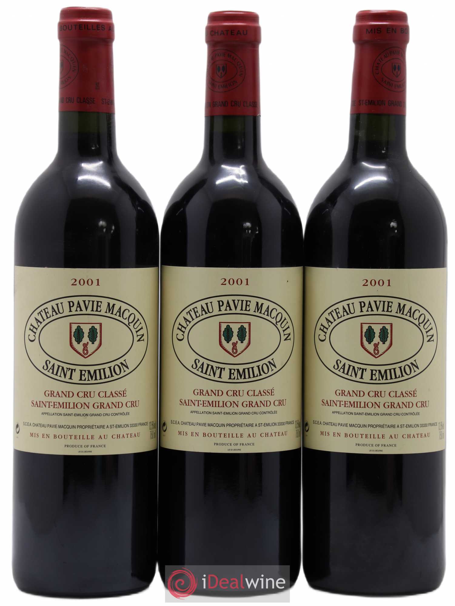 Château Pavie Macquin 1er Grand Cru Classé B 2001 - Lot de 3 bouteilles - 0