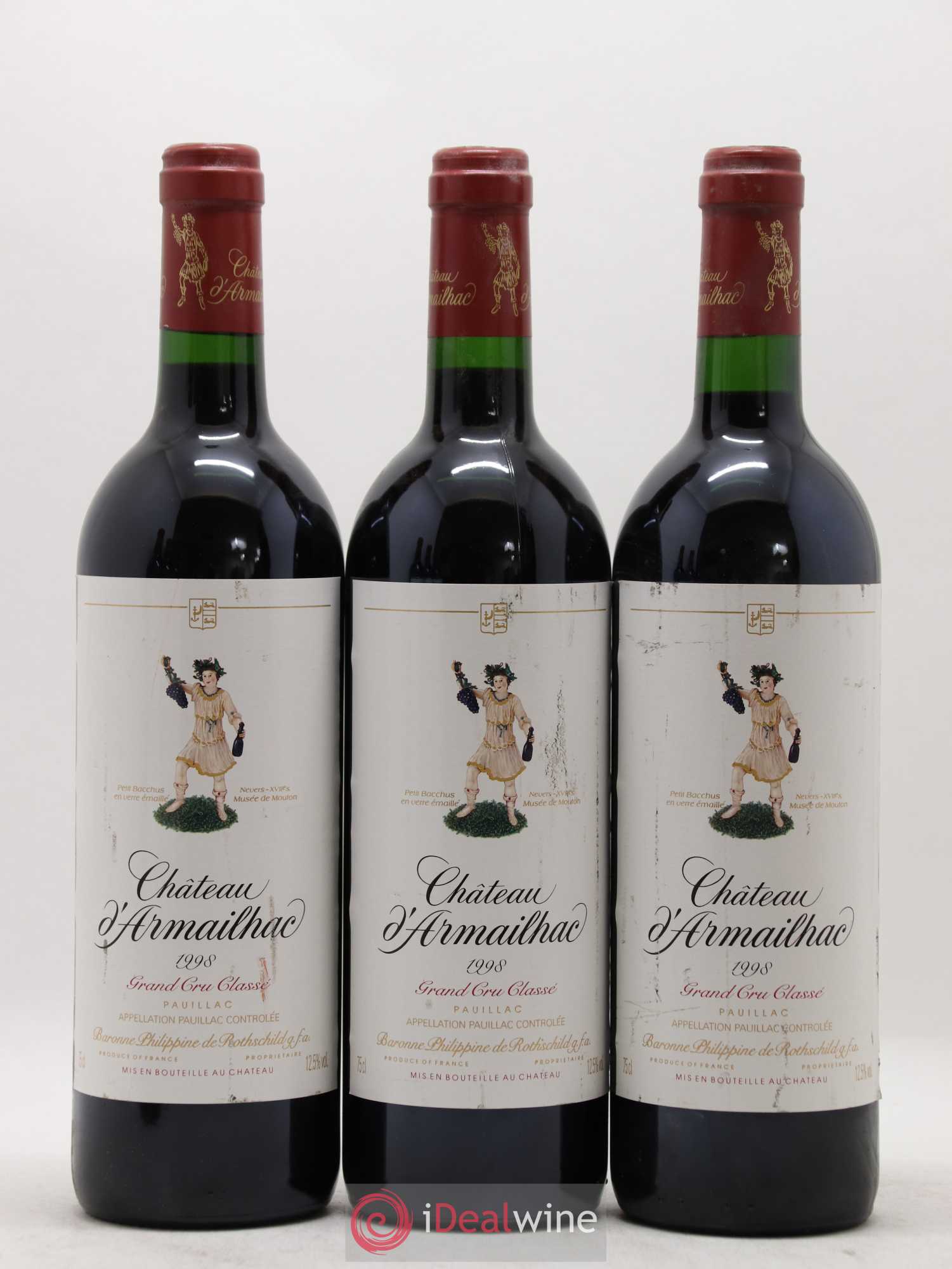 Château d' Armailhac - Mouton Baron(ne) Philippe 5ème Grand Cru Classé 1998 - Lot de 6 bouteilles - 1