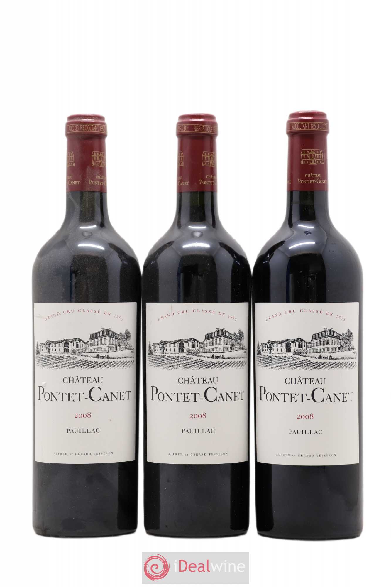 Château Pontet Canet 5ème Grand Cru Classé 2008 - Lot de 3 bouteilles - 0