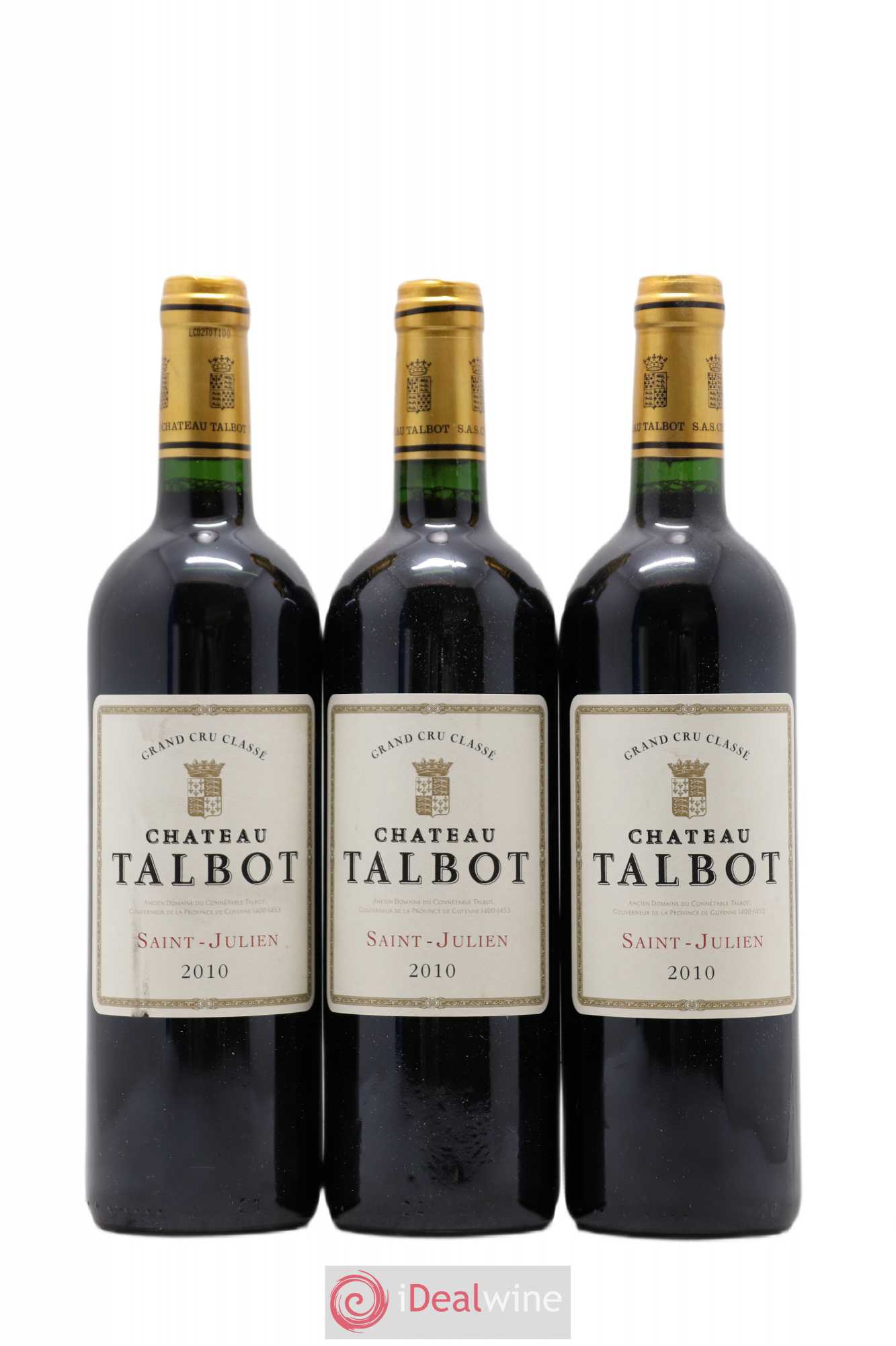 Château Talbot 4ème Grand Cru Classé 2010 - Lot de 3 bouteilles - 0