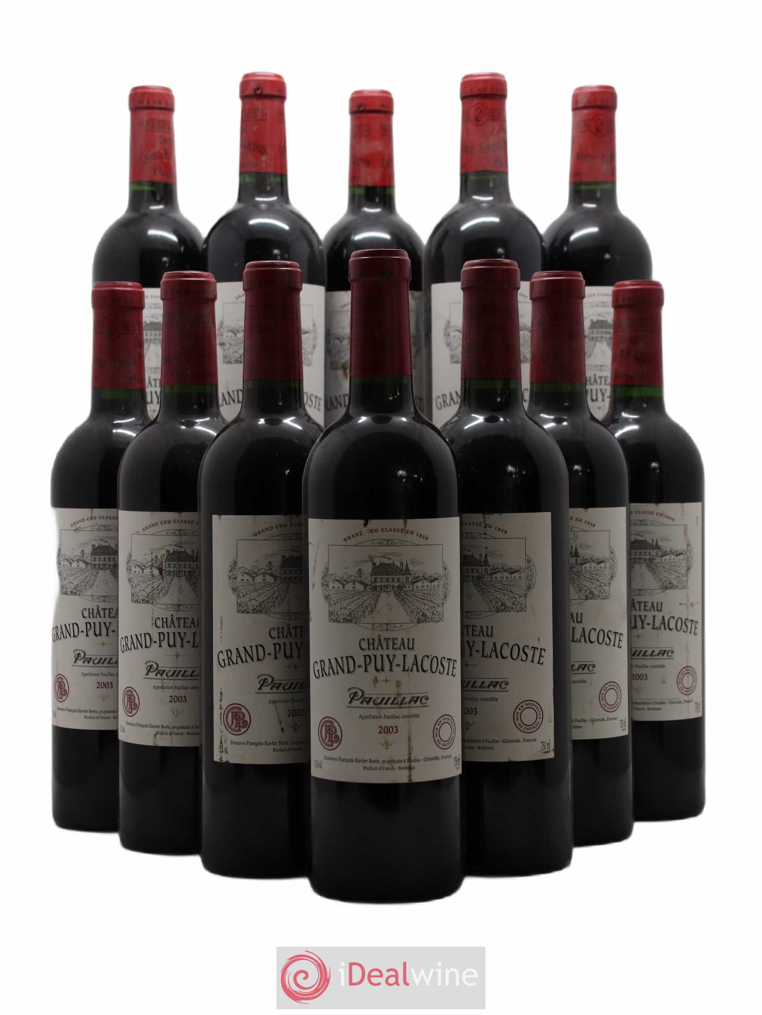 Château Grand Puy Lacoste 5ème Grand Cru Classé 2003 - Lot de 12 bouteilles - 0