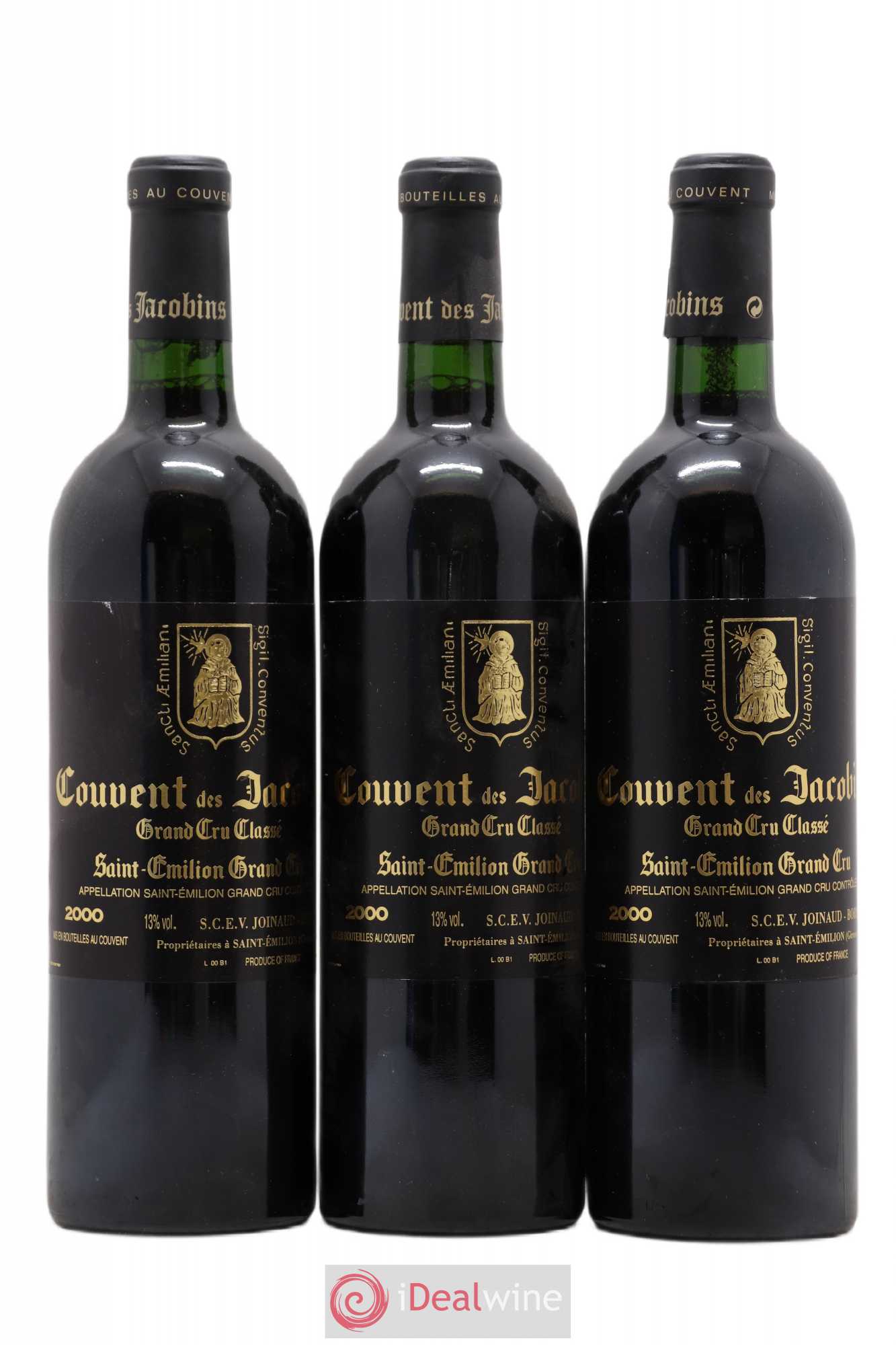 Château Couvent des Jacobins Grand Cru Classé 2000 - Lot de 3 bouteilles - 0