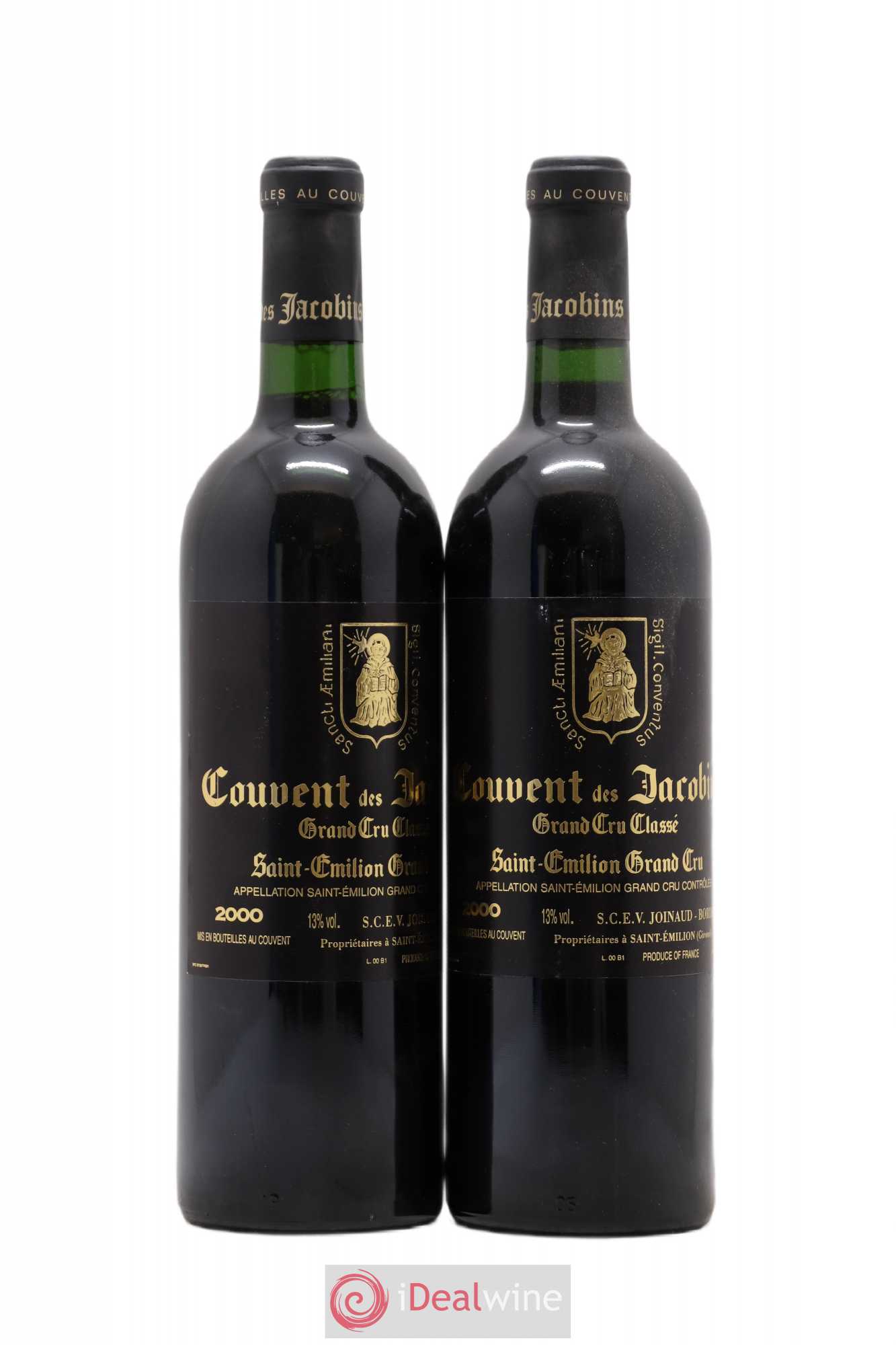 Château Couvent des Jacobins Grand Cru Classé 2000 - Lot de 2 bouteilles - 0