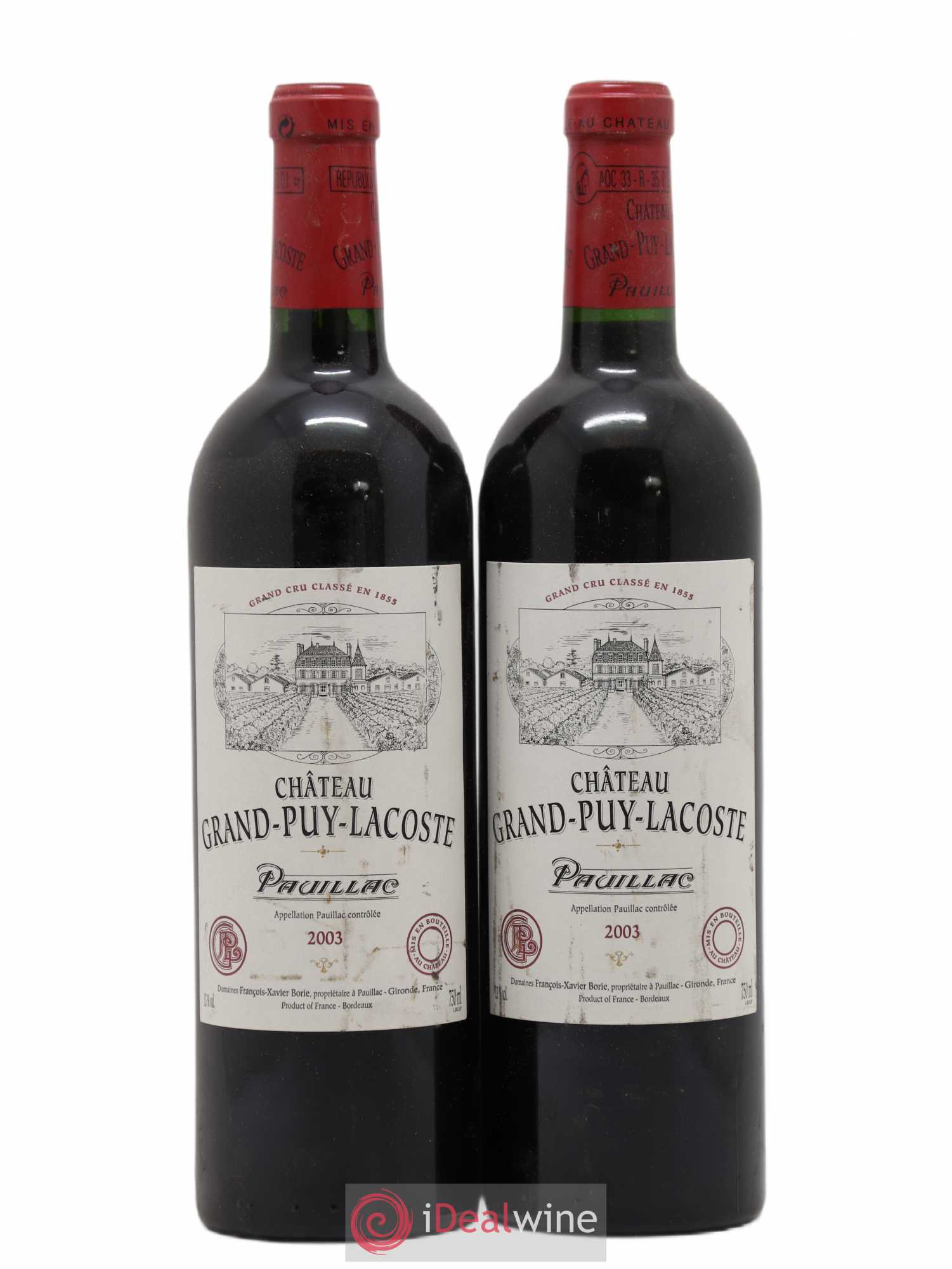 Château Grand Puy Lacoste 5ème Grand Cru Classé 2003 - Lot de 2 bouteilles - 0
