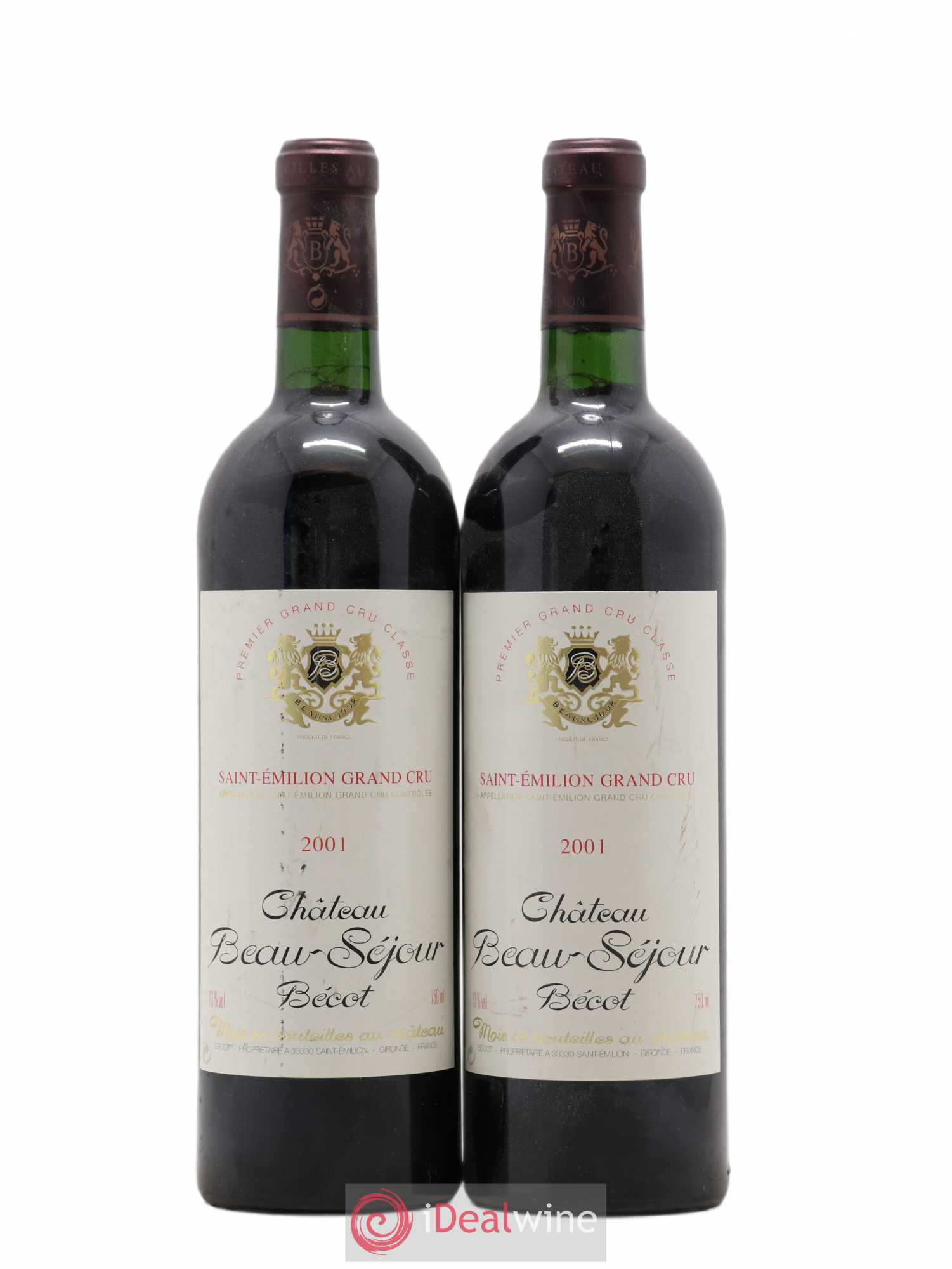 Château Beau-Séjour Bécot 1er Grand Cru Classé B 2001 - Lot de 2 bouteilles - 0
