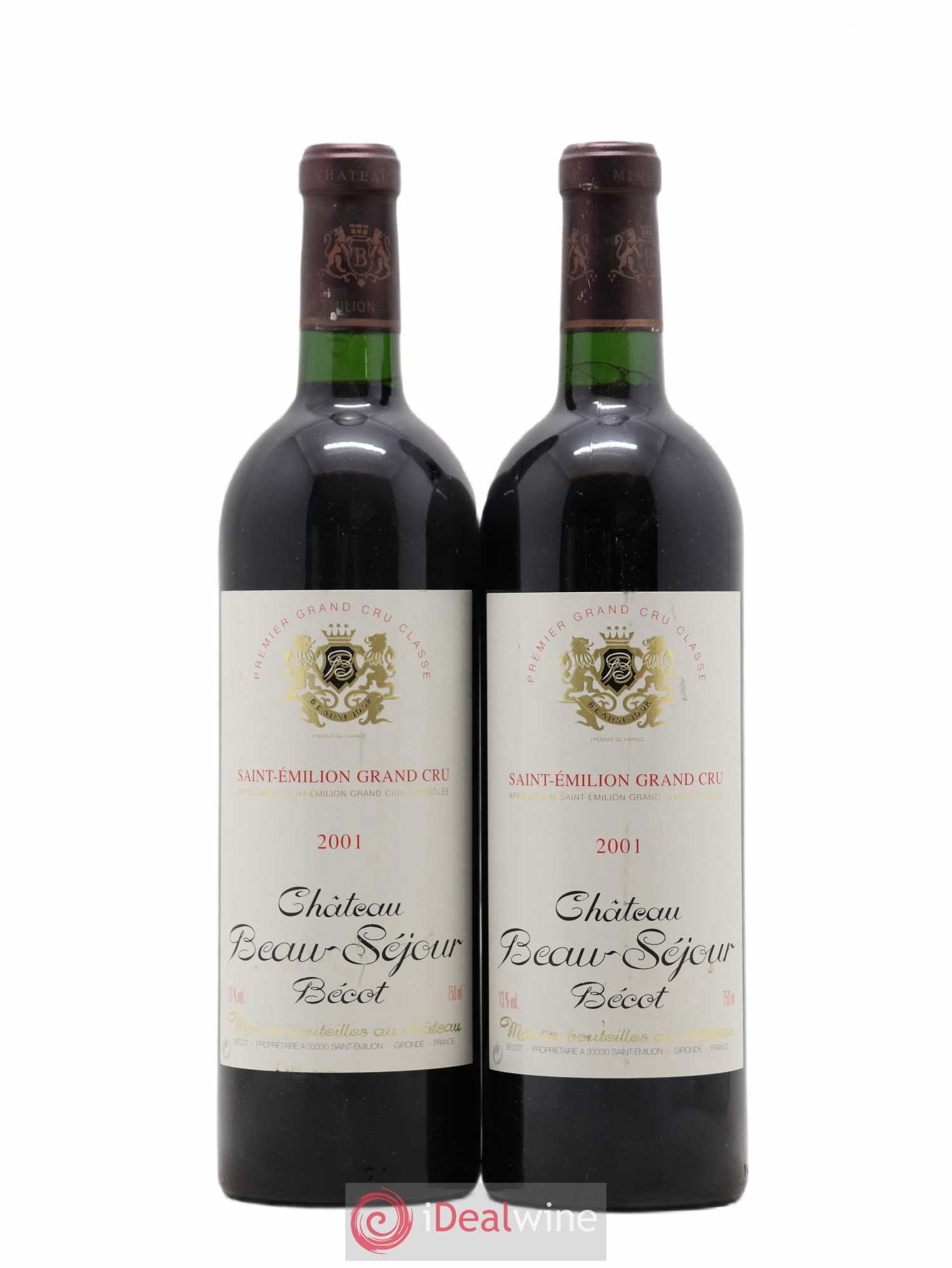 Château Beau-Séjour Bécot 1er Grand Cru Classé B 2001 - Lot de 2 bouteilles - 0