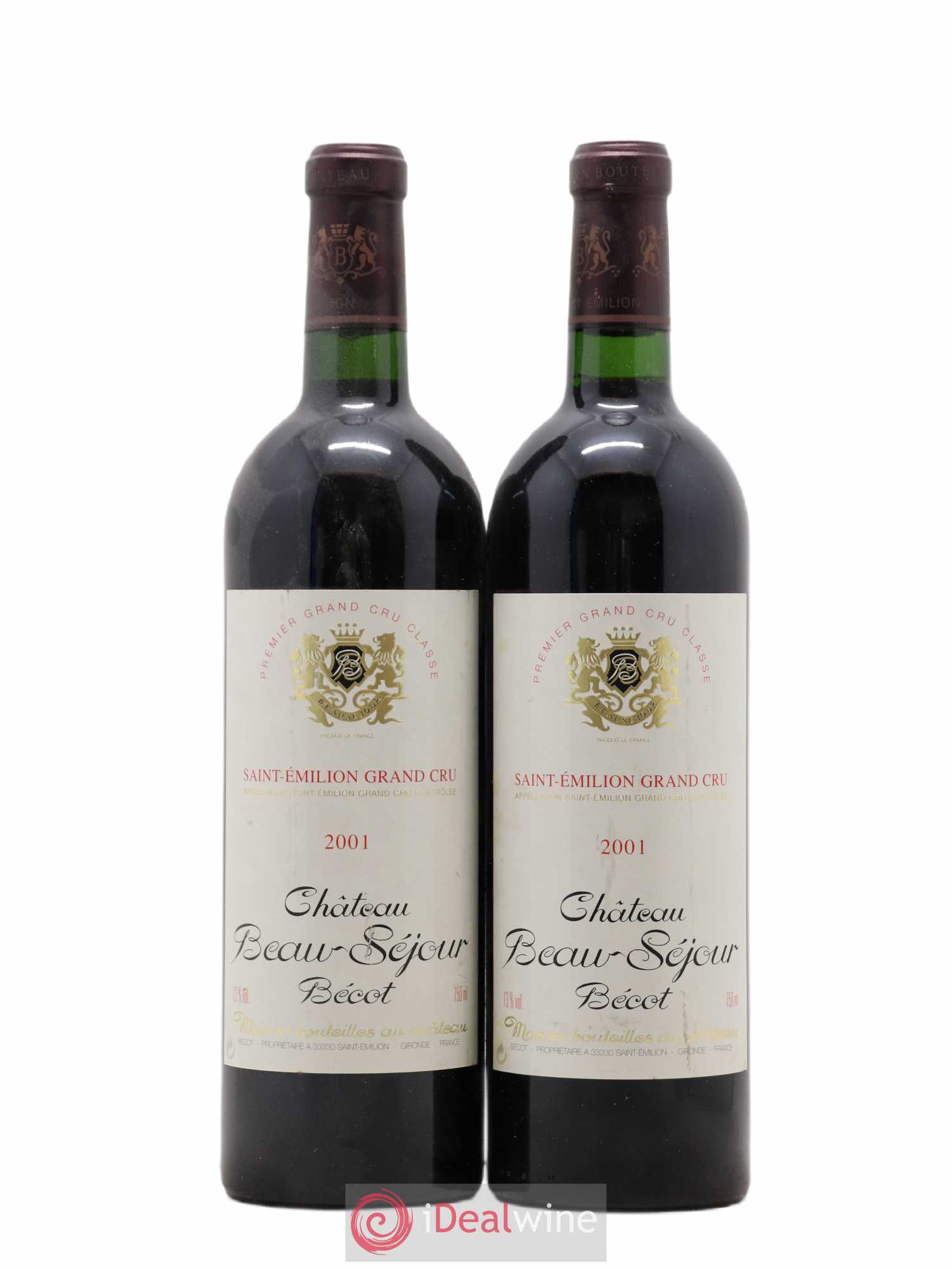 Château Beau-Séjour Bécot 1er Grand Cru Classé B 2001 - Lot de 2 bouteilles - 0