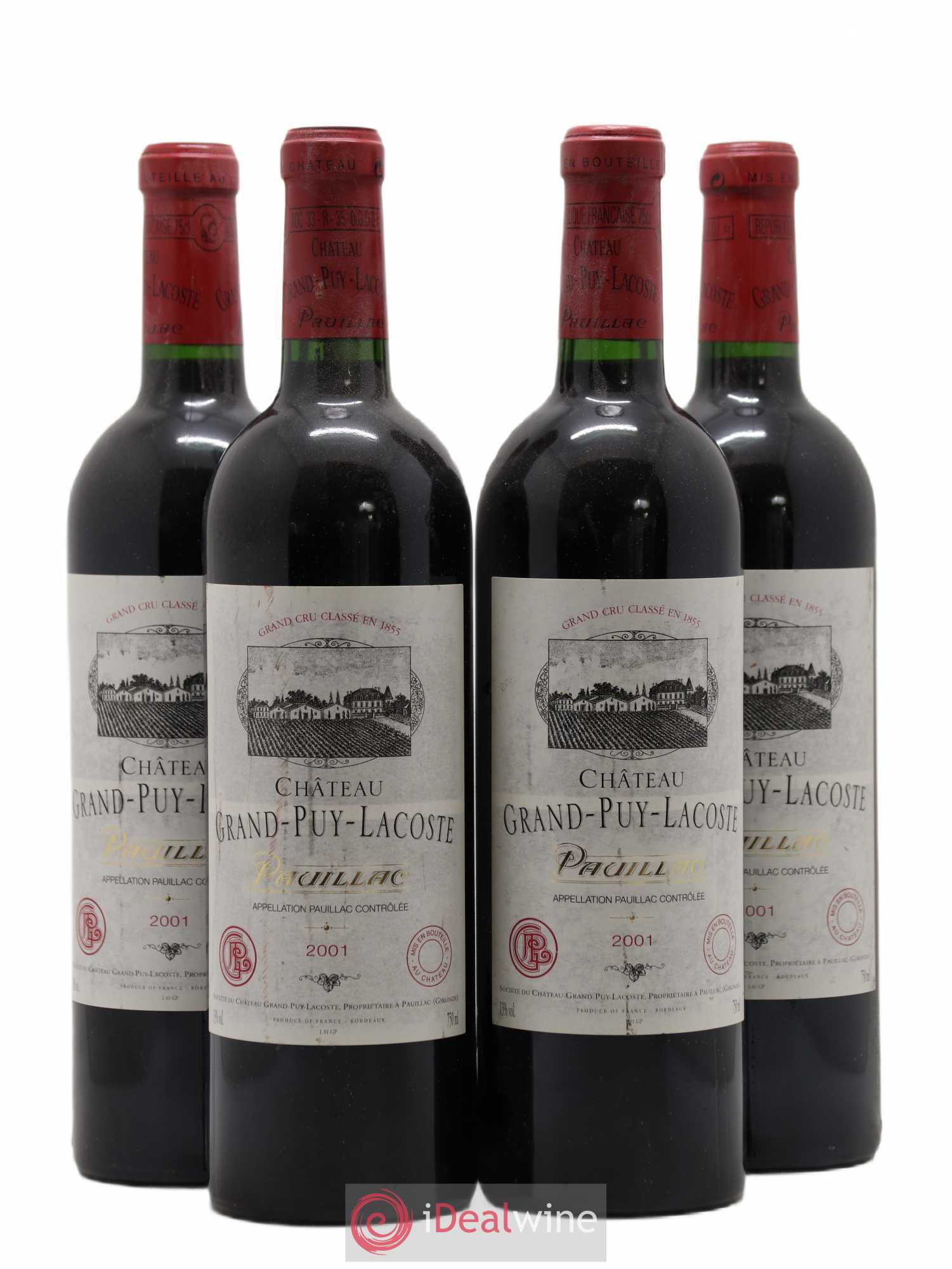 Château Grand Puy Lacoste 5ème Grand Cru Classé 2001 - Lot de 4 bouteilles - 0