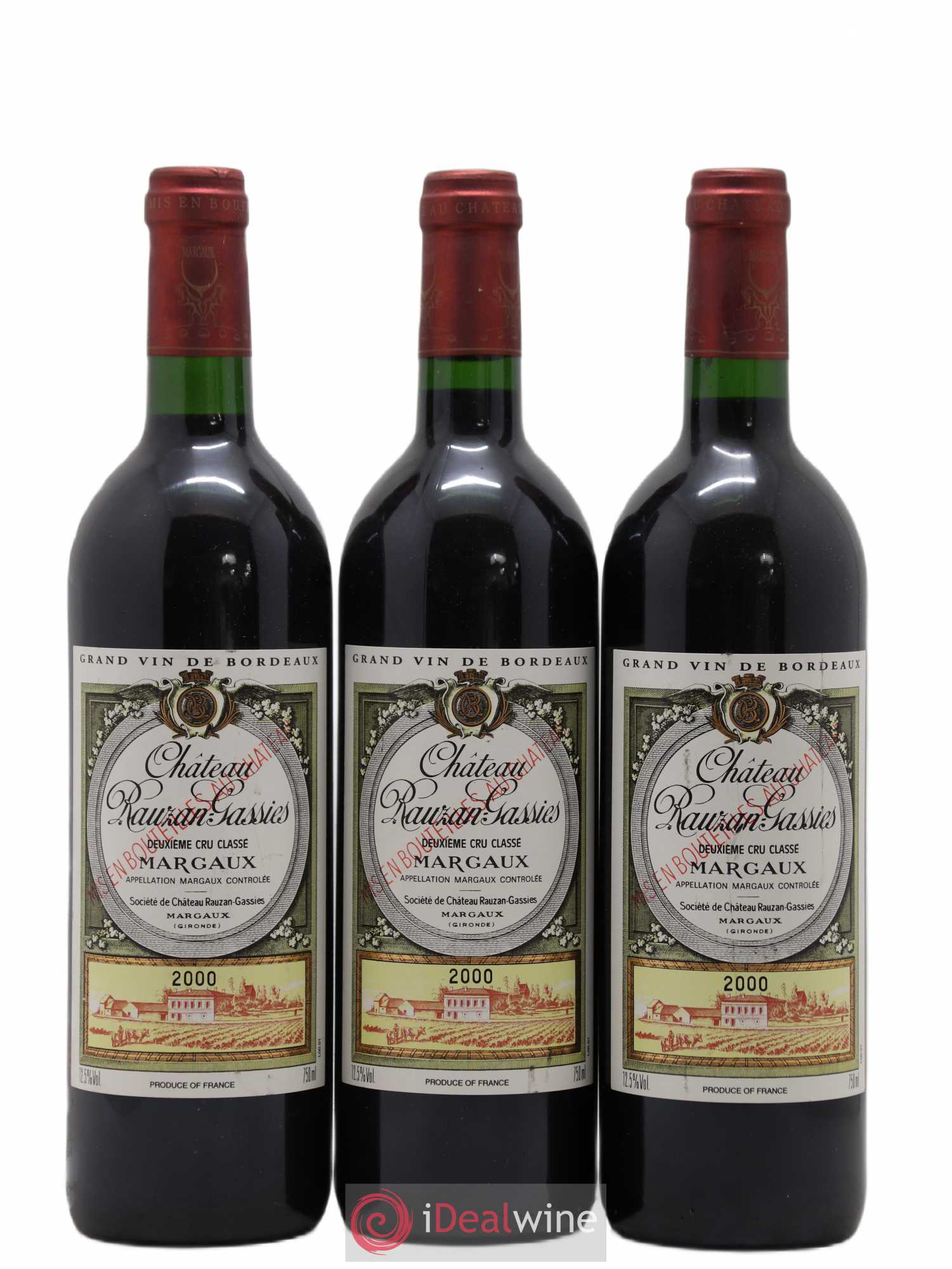 Château Rauzan-Gassies 2ème Grand Cru Classé 2000 - Lot de 3 bouteilles - 0