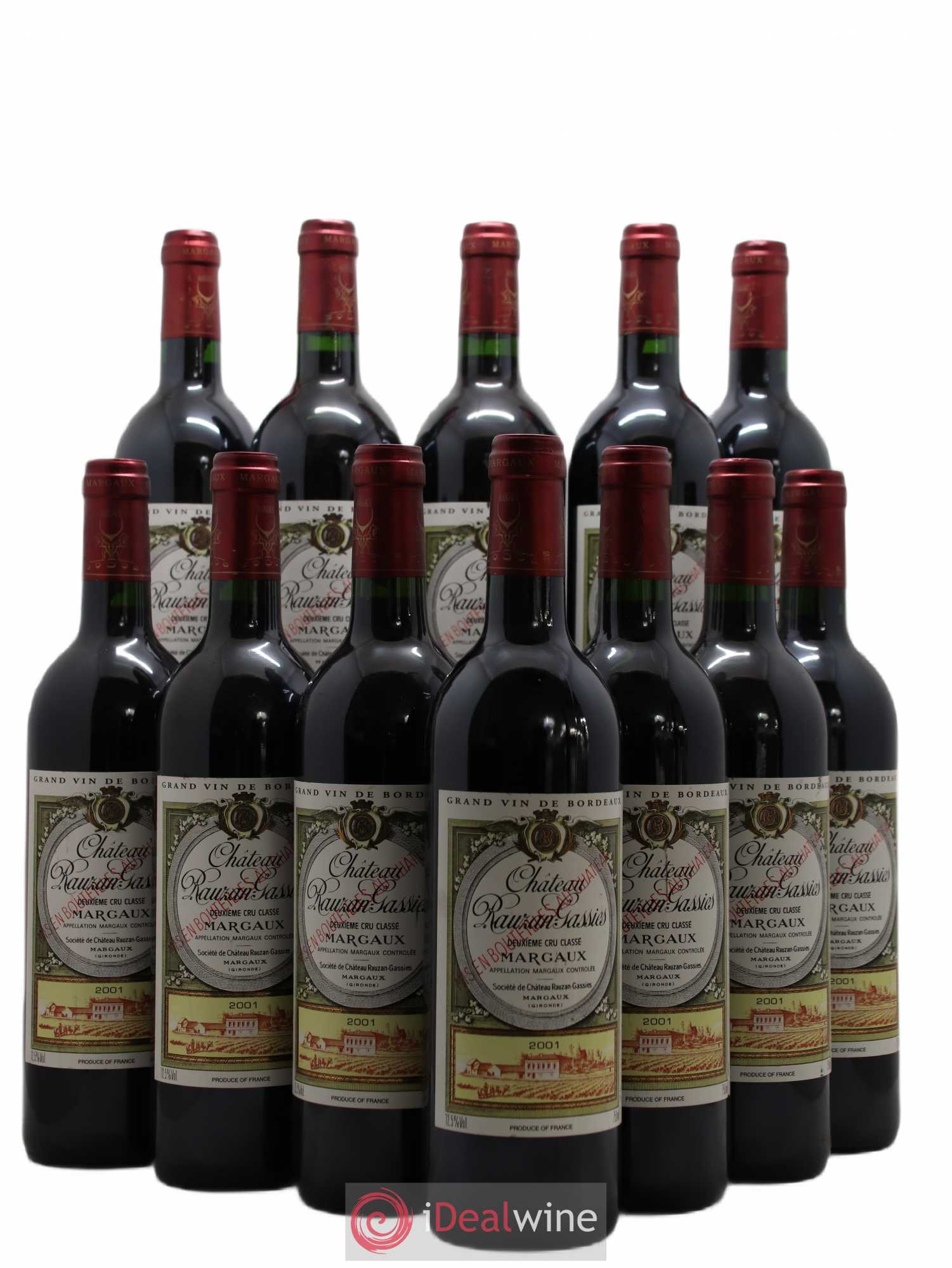Château Rauzan-Gassies 2ème Grand Cru Classé 2001 - Lot de 12 bouteilles - 0