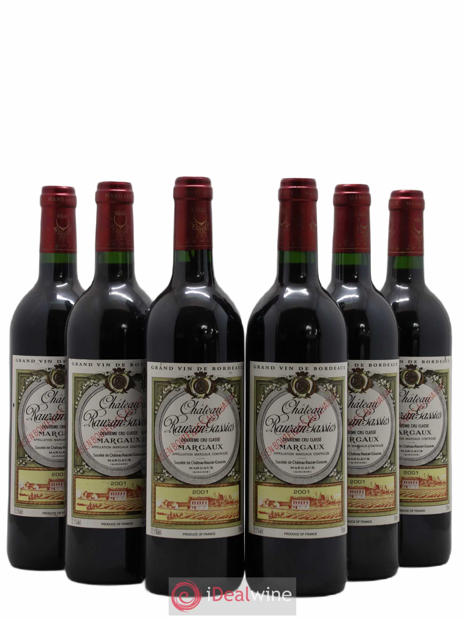 Château Rauzan-Gassies 2ème Grand Cru Classé 2001 - Lot de 6 bouteilles - 0