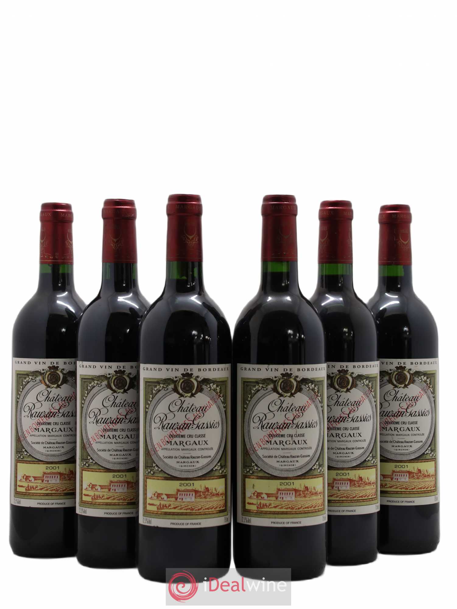 Château Rauzan-Gassies 2ème Grand Cru Classé 2001 - Lot de 6 bouteilles - 0