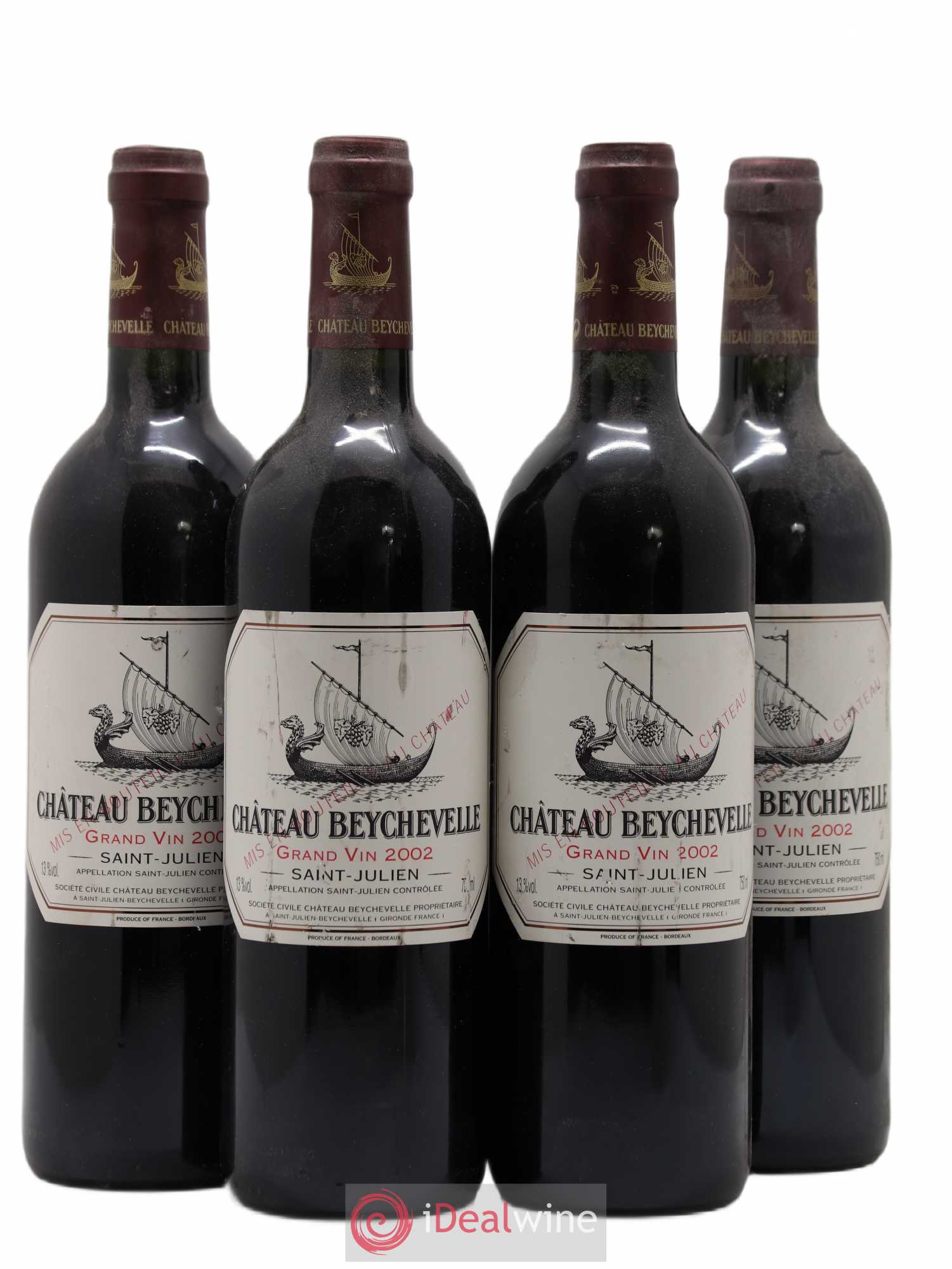 Château Beychevelle 4ème Grand Cru Classé 2002 - Lot de 4 bouteilles - 0