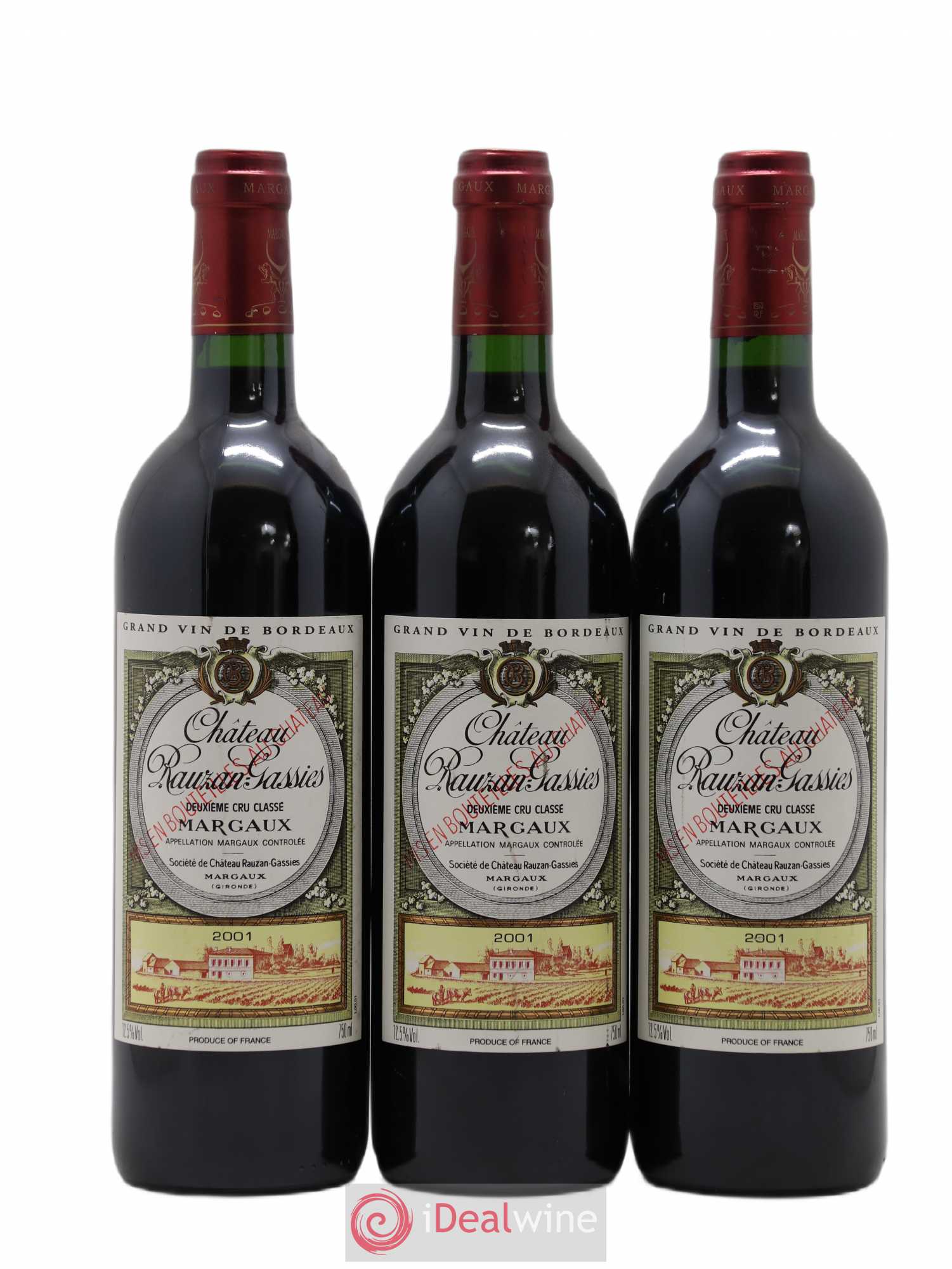 Château Rauzan-Gassies 2ème Grand Cru Classé 2001 - Lot de 3 bouteilles - 0
