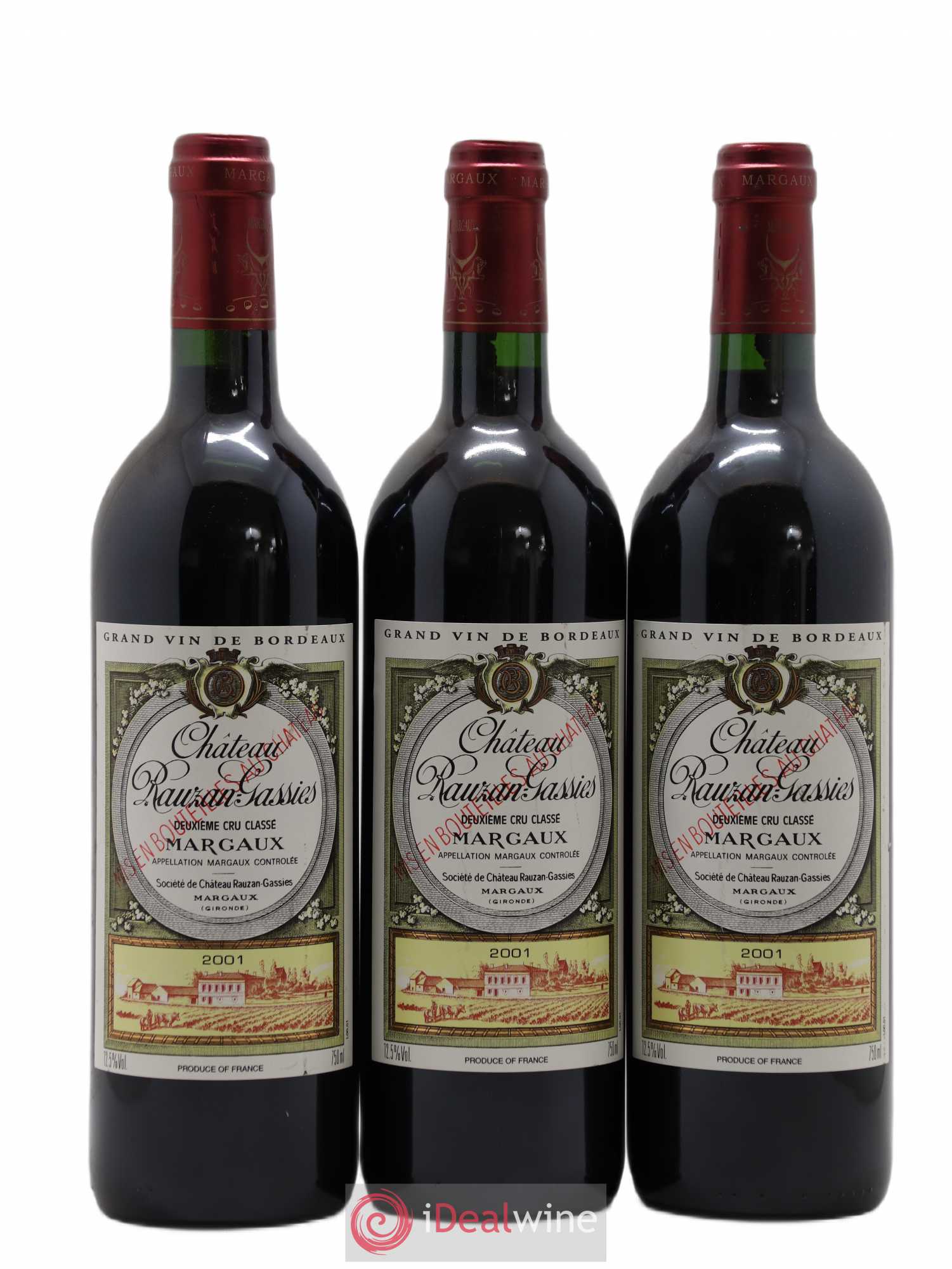 Château Rauzan-Gassies 2ème Grand Cru Classé 2001 - Lot de 3 bouteilles - 0