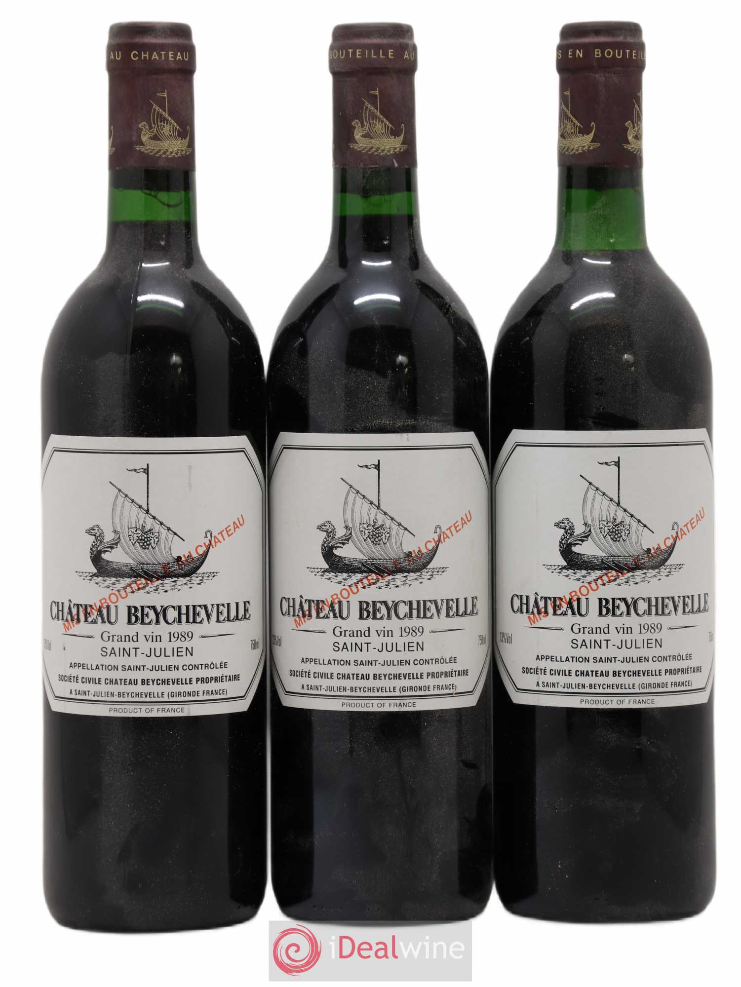 Château Beychevelle 4ème Grand Cru Classé 1989 - Lot de 3 bouteilles - 0
