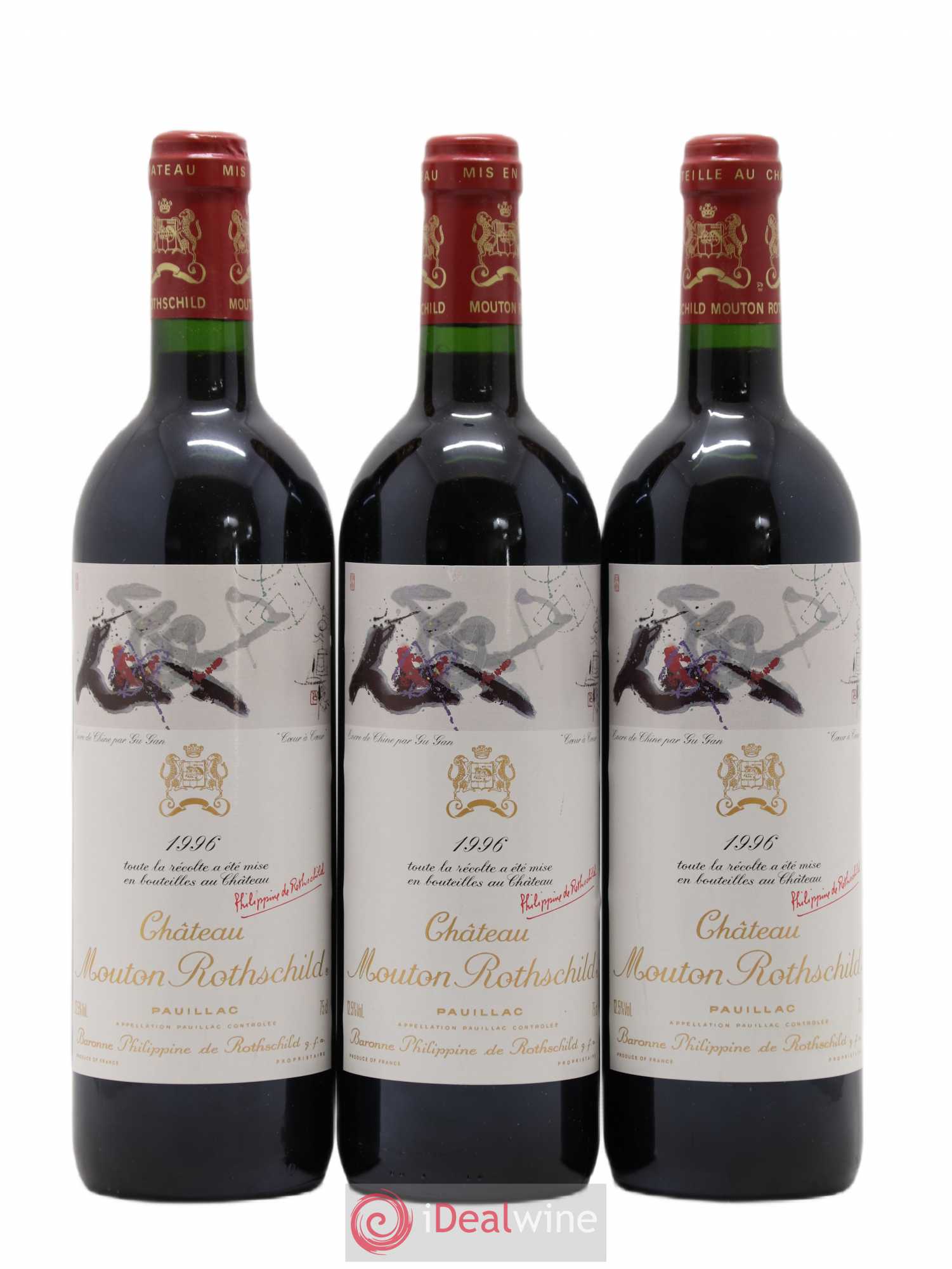 Château Mouton Rothschild 1er Grand Cru Classé 1996 - Lot de 3 bouteilles - 0