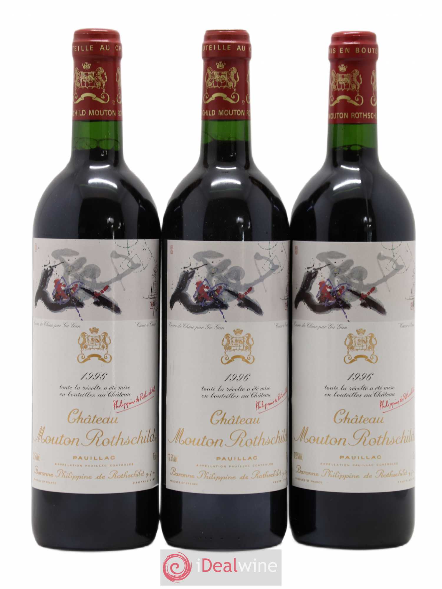 Château Mouton Rothschild 1er Grand Cru Classé 1996 - Lot de 3 bouteilles - 0