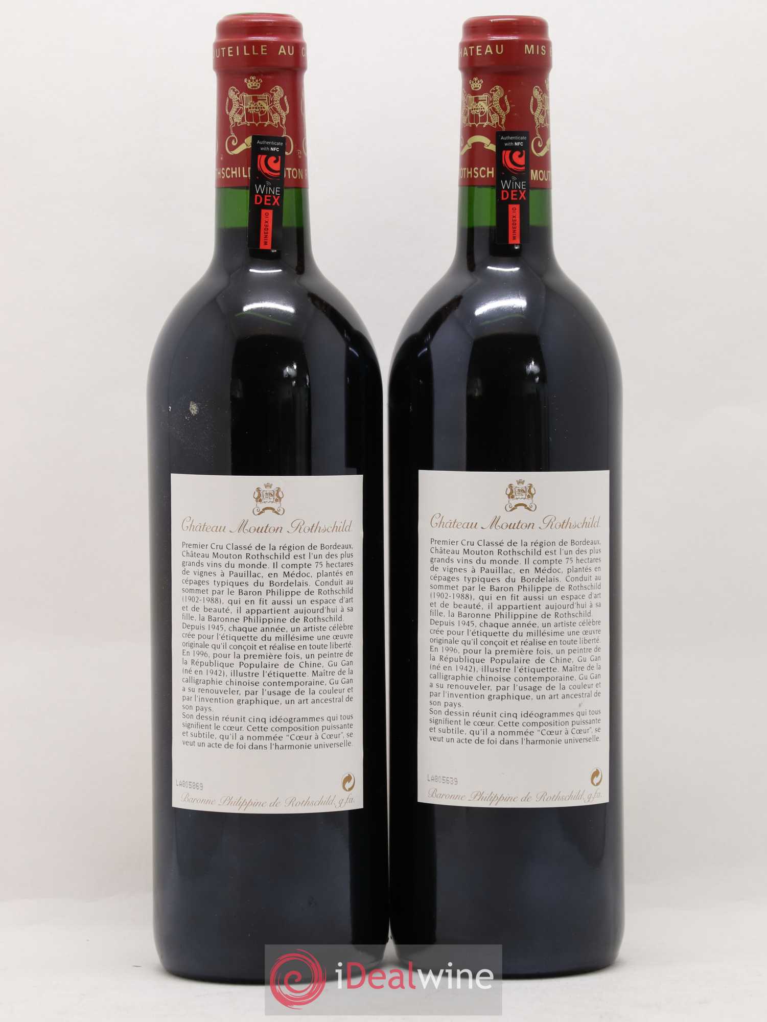 Château Mouton Rothschild 1er Grand Cru Classé 1996 - Lot de 2 bouteilles - 1