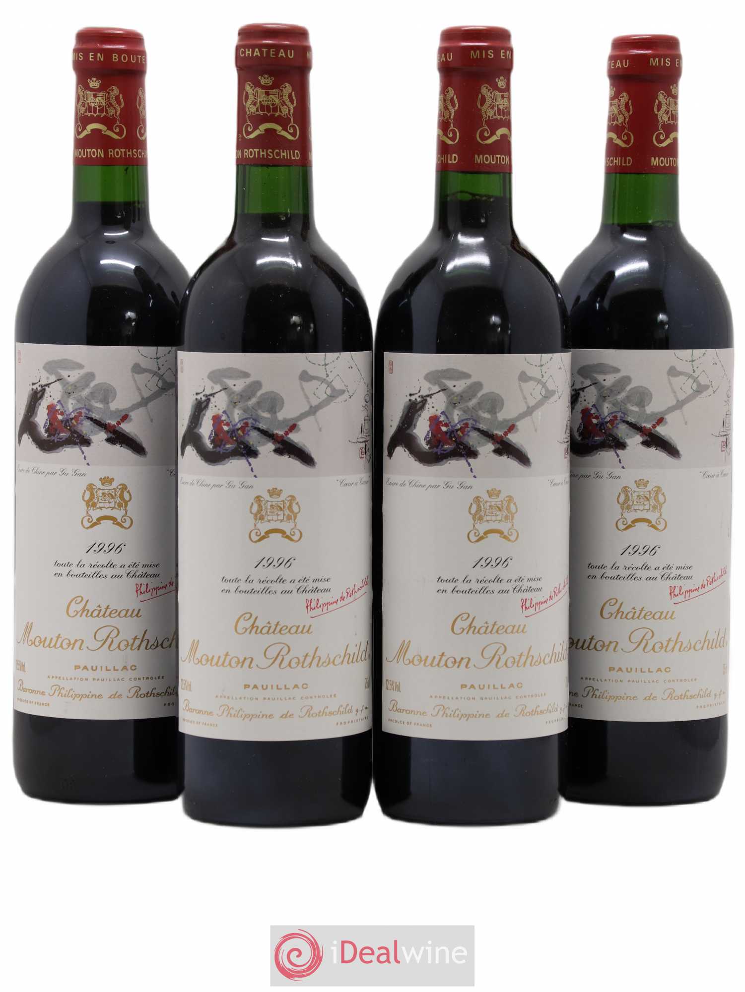 Château Mouton Rothschild 1er Grand Cru Classé 1996 - Lot de 4 bouteilles - 0