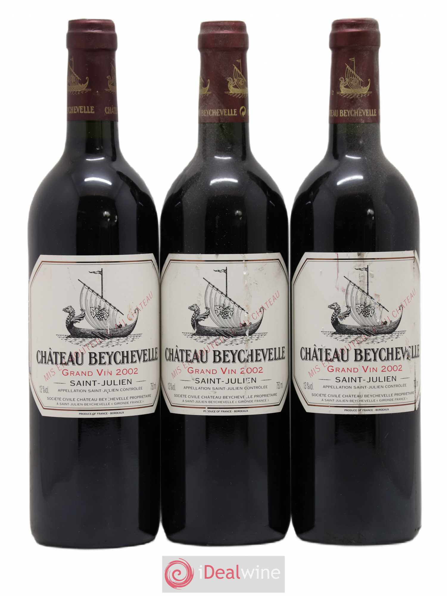 Château Beychevelle 4ème Grand Cru Classé 2002 - Lot de 3 bouteilles - 0