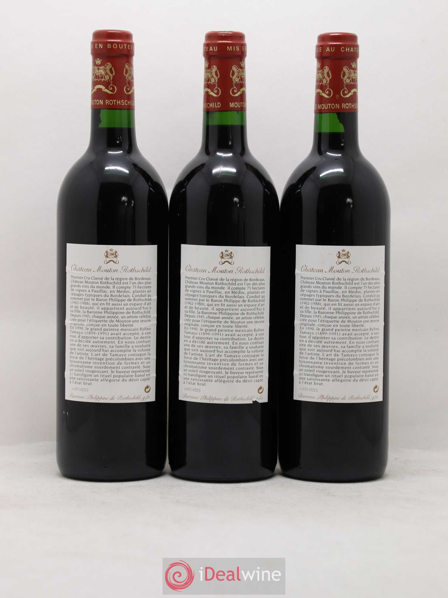 Château Mouton Rothschild 1er Grand Cru Classé 1998 - Lot de 3 bouteilles - 1
