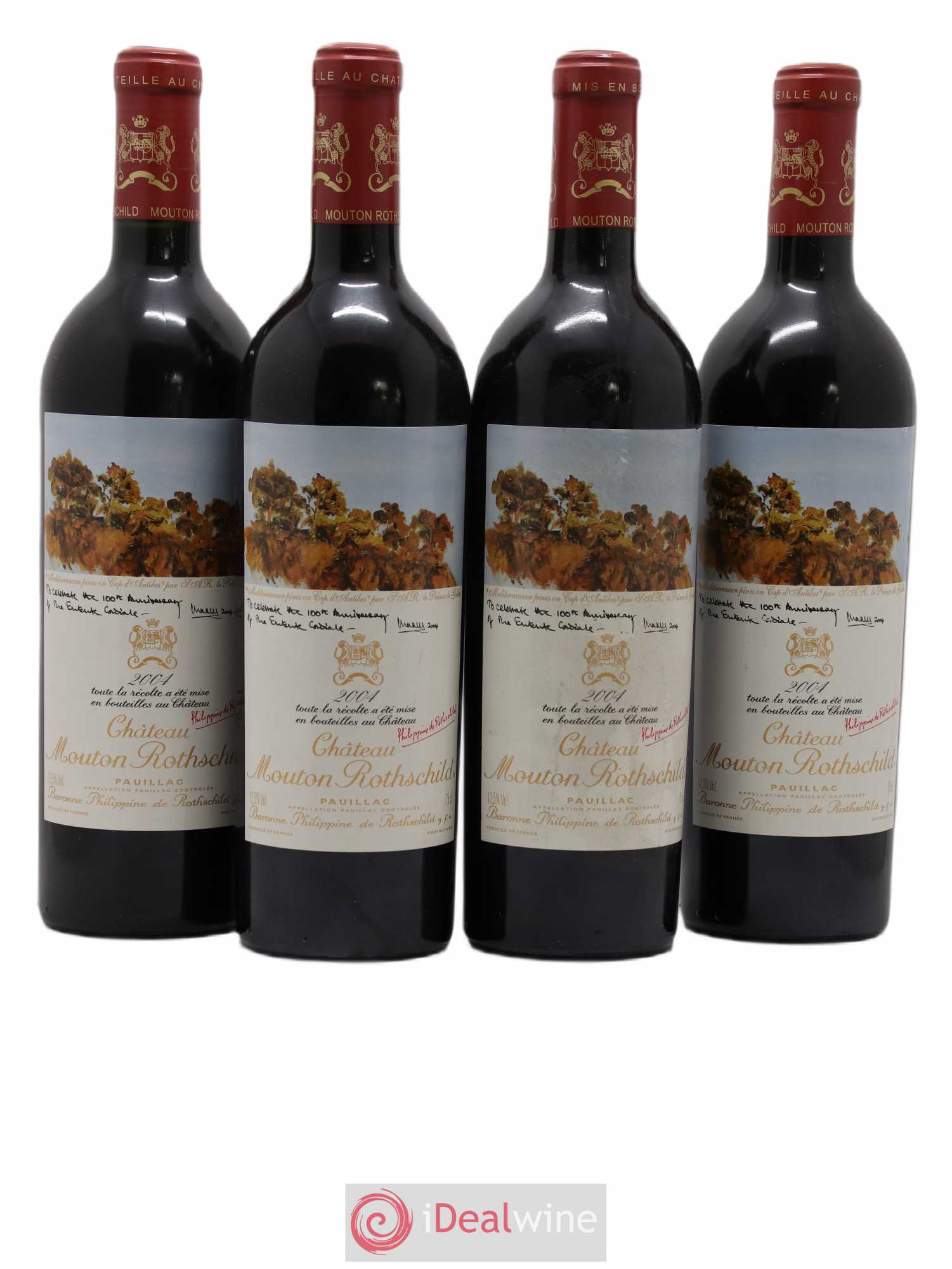 Château Mouton Rothschild 1er Grand Cru Classé 2004 - Lot de 4 bouteilles - 0