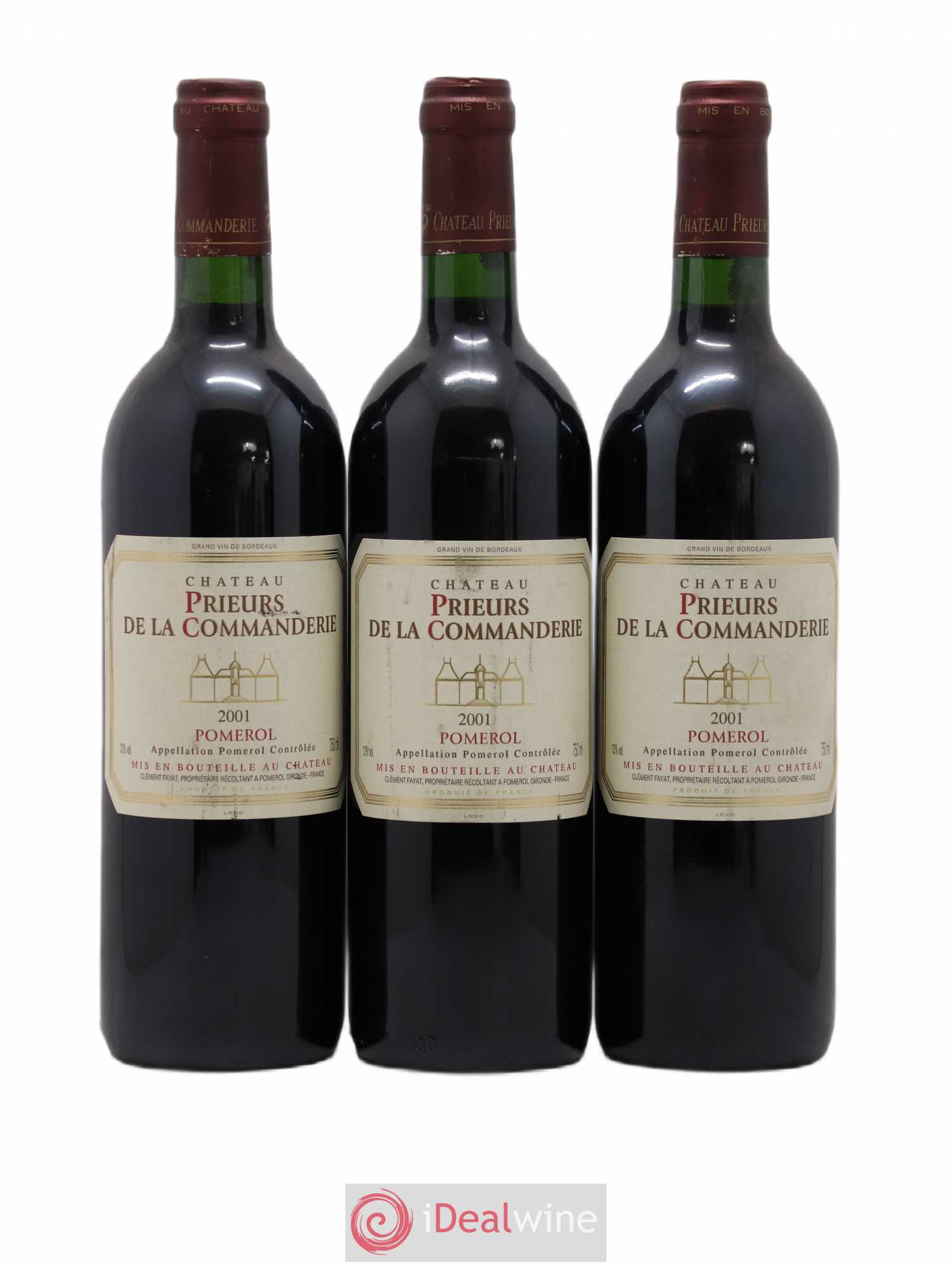 Pomerol Prieurs de la Commanderie 2001 - Lot de 3 bouteilles - 0