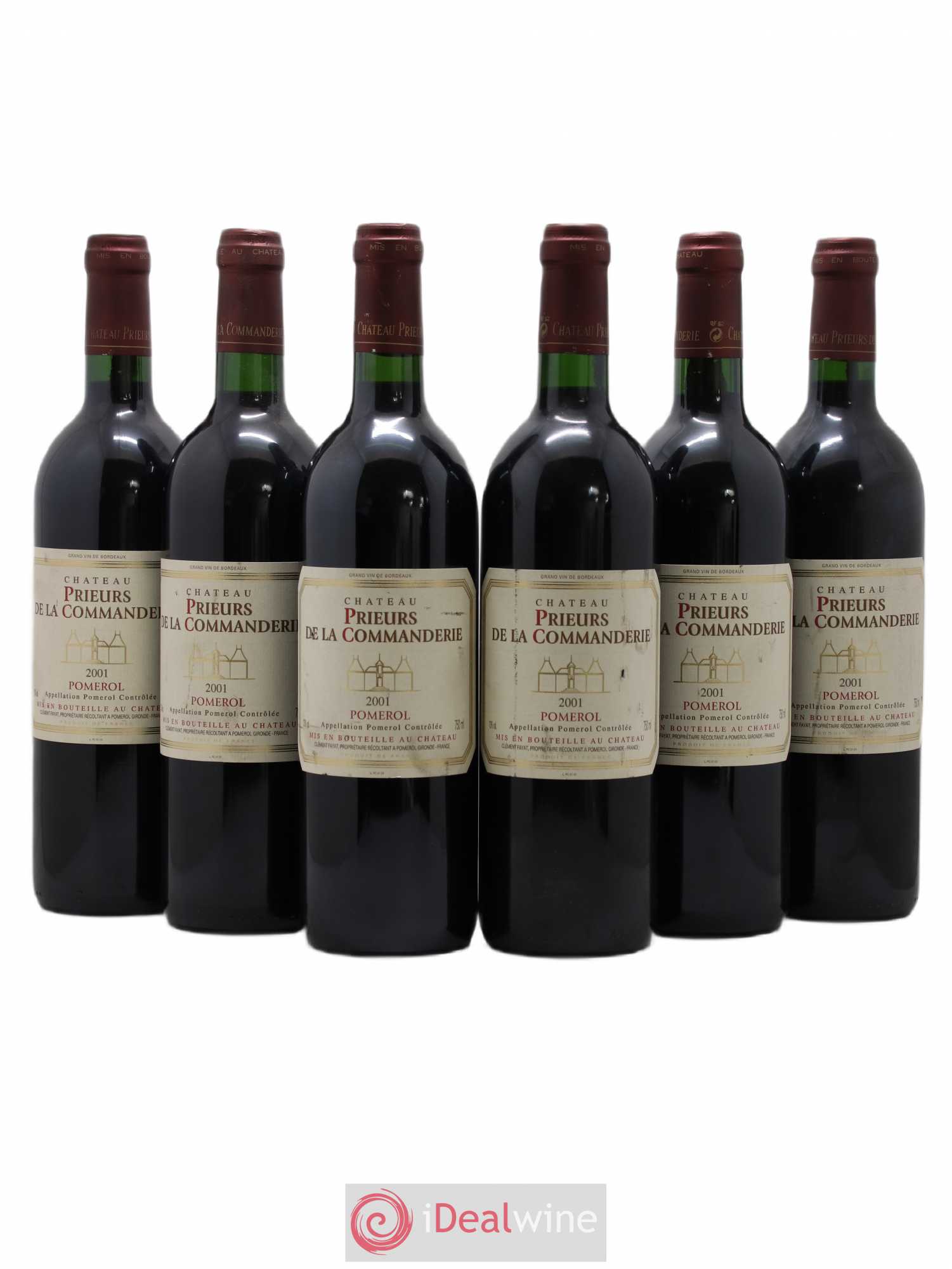 Pomerol Prieurs de la Commanderie 2001 - Lot de 6 bouteilles - 0