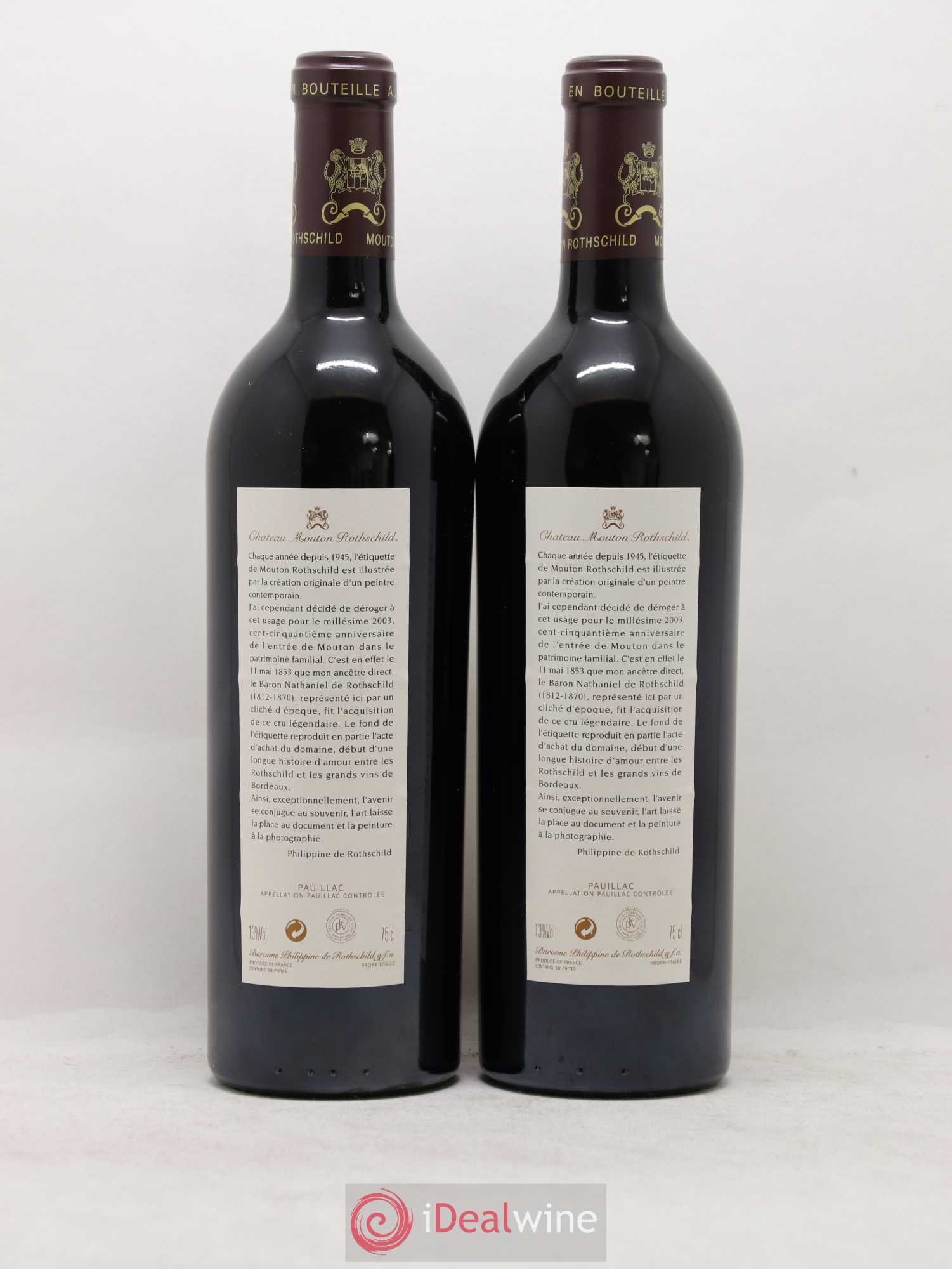 Château Mouton Rothschild 1er Grand Cru Classé 2003 - Lot de 3 bouteilles - 1