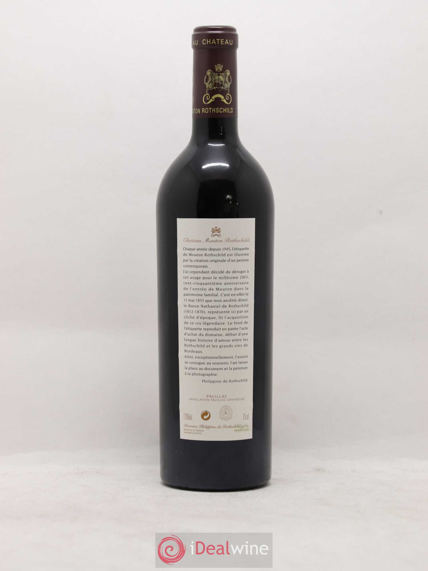 Château Mouton Rothschild 1er Grand Cru Classé 2003 - Lot de 1 bouteille - 1