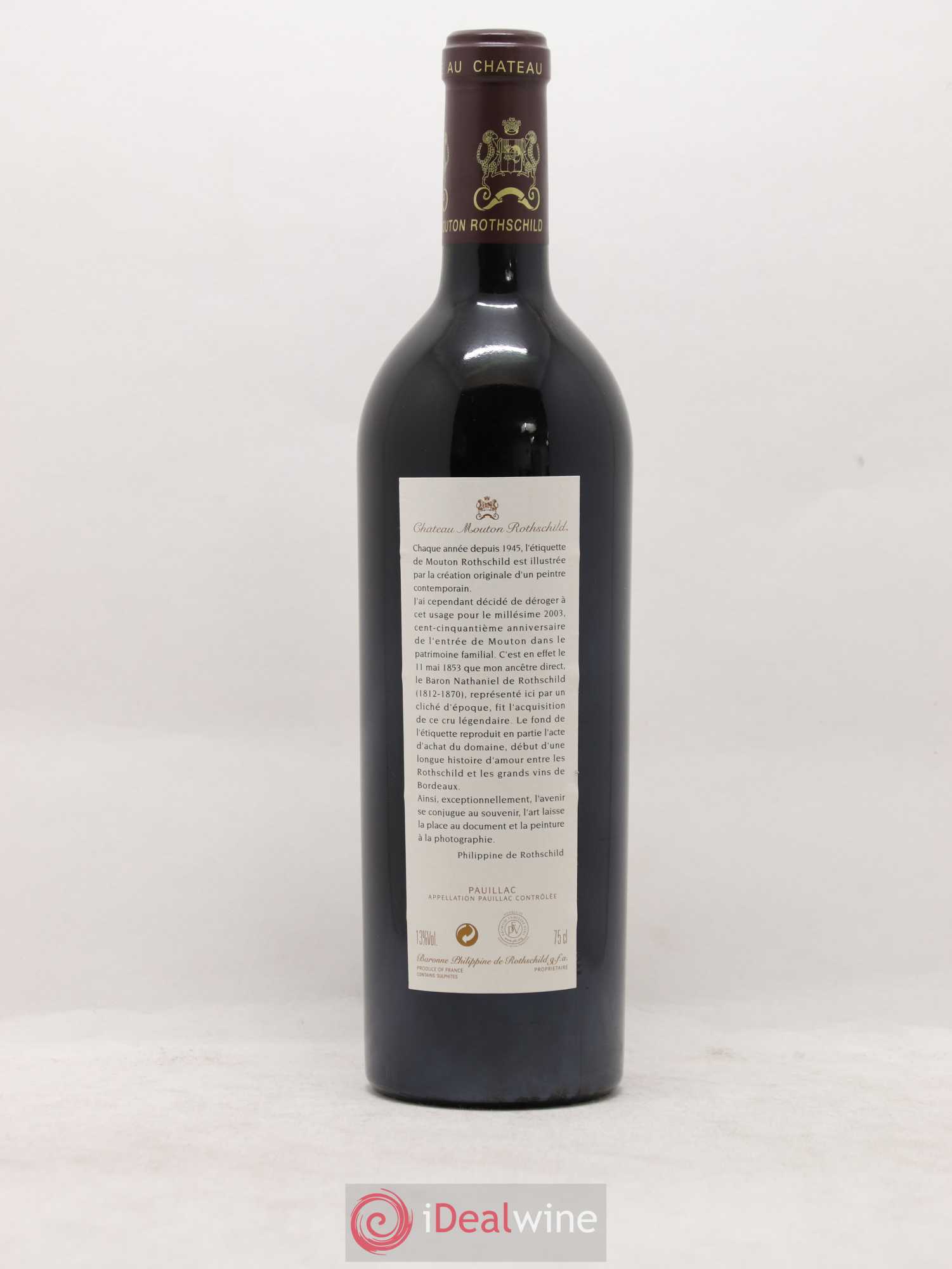 Château Mouton Rothschild 1er Grand Cru Classé 2003 - Lot de 1 bouteille - 1