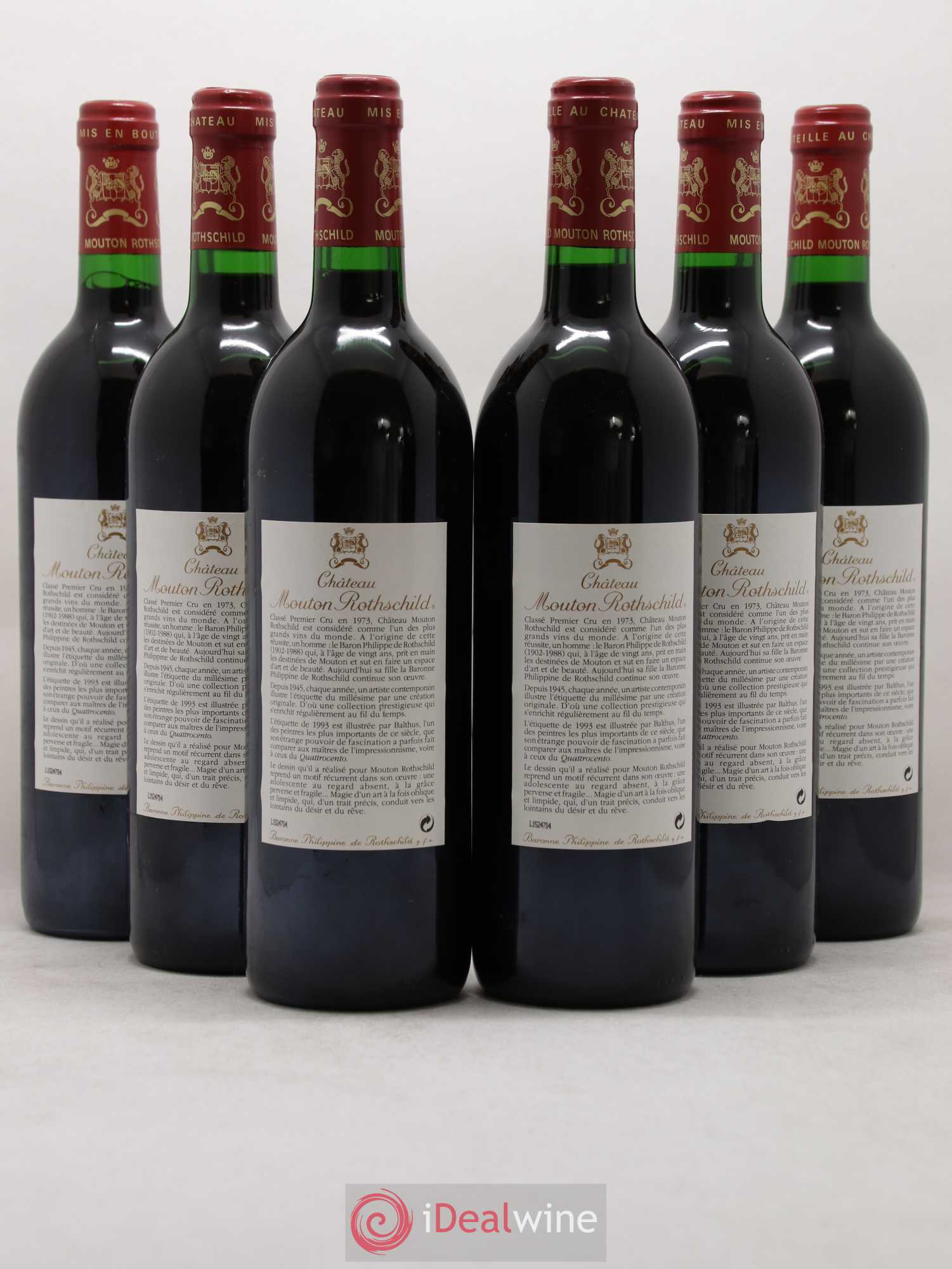 Château Mouton Rothschild 1er Grand Cru Classé 1993 - Lot de 6 bouteilles - 1