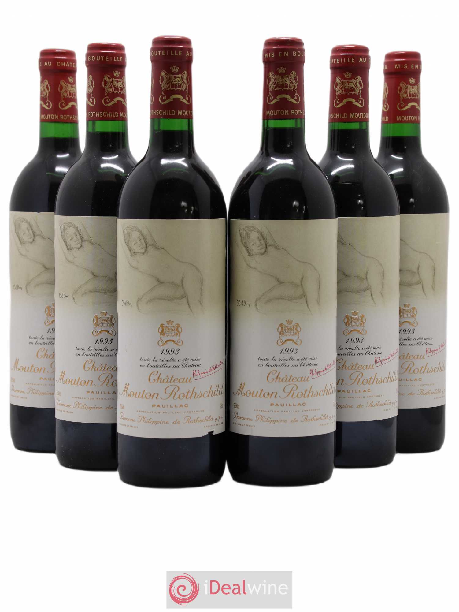 Château Mouton Rothschild 1er Grand Cru Classé 1993 - Lot de 6 bouteilles - 0