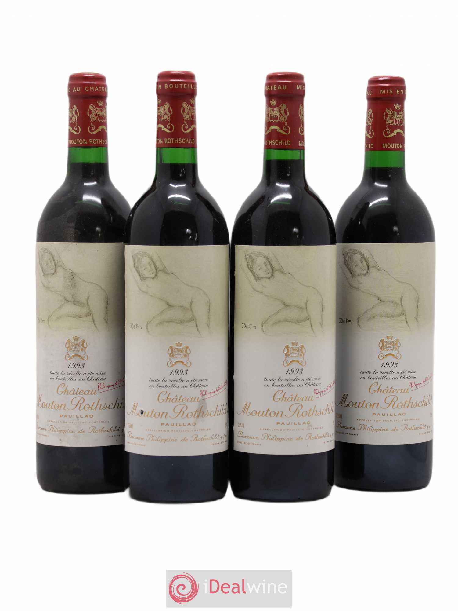 Château Mouton Rothschild 1er Grand Cru Classé 1993 - Lot de 4 bouteilles - 0