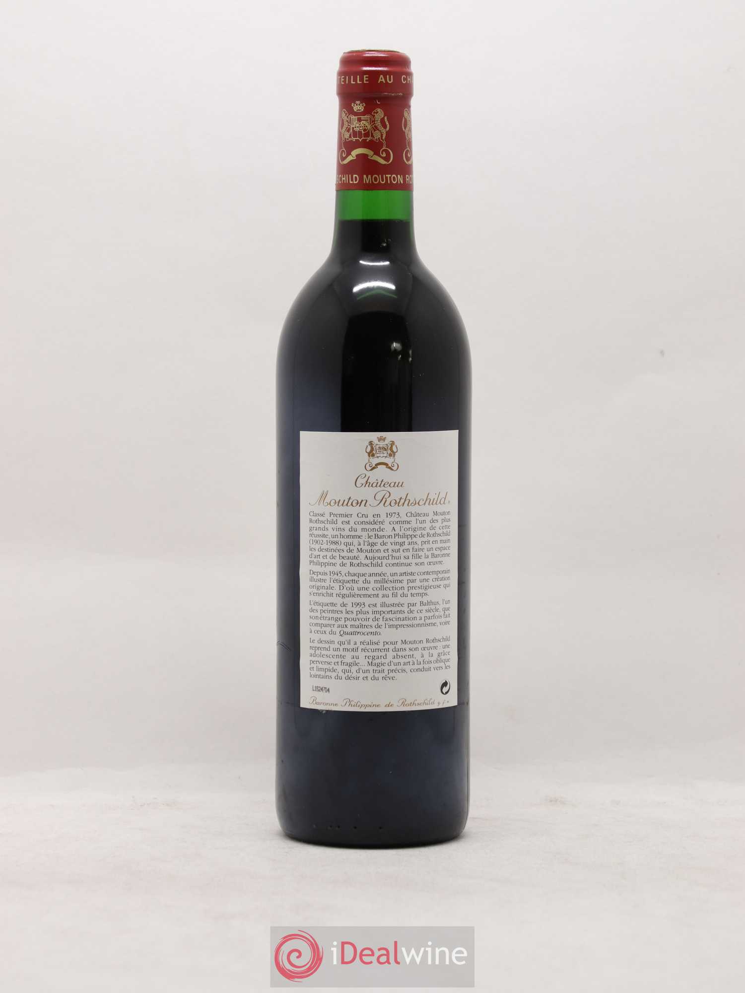 Château Mouton Rothschild 1er Grand Cru Classé 1993 - Lot de 1 bouteille - 1