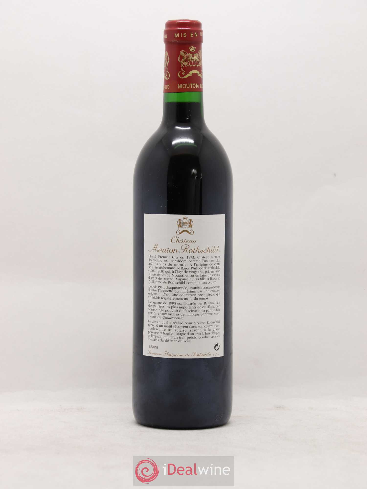 Château Mouton Rothschild 1er Grand Cru Classé 1993 - Lot de 1 bouteille - 1