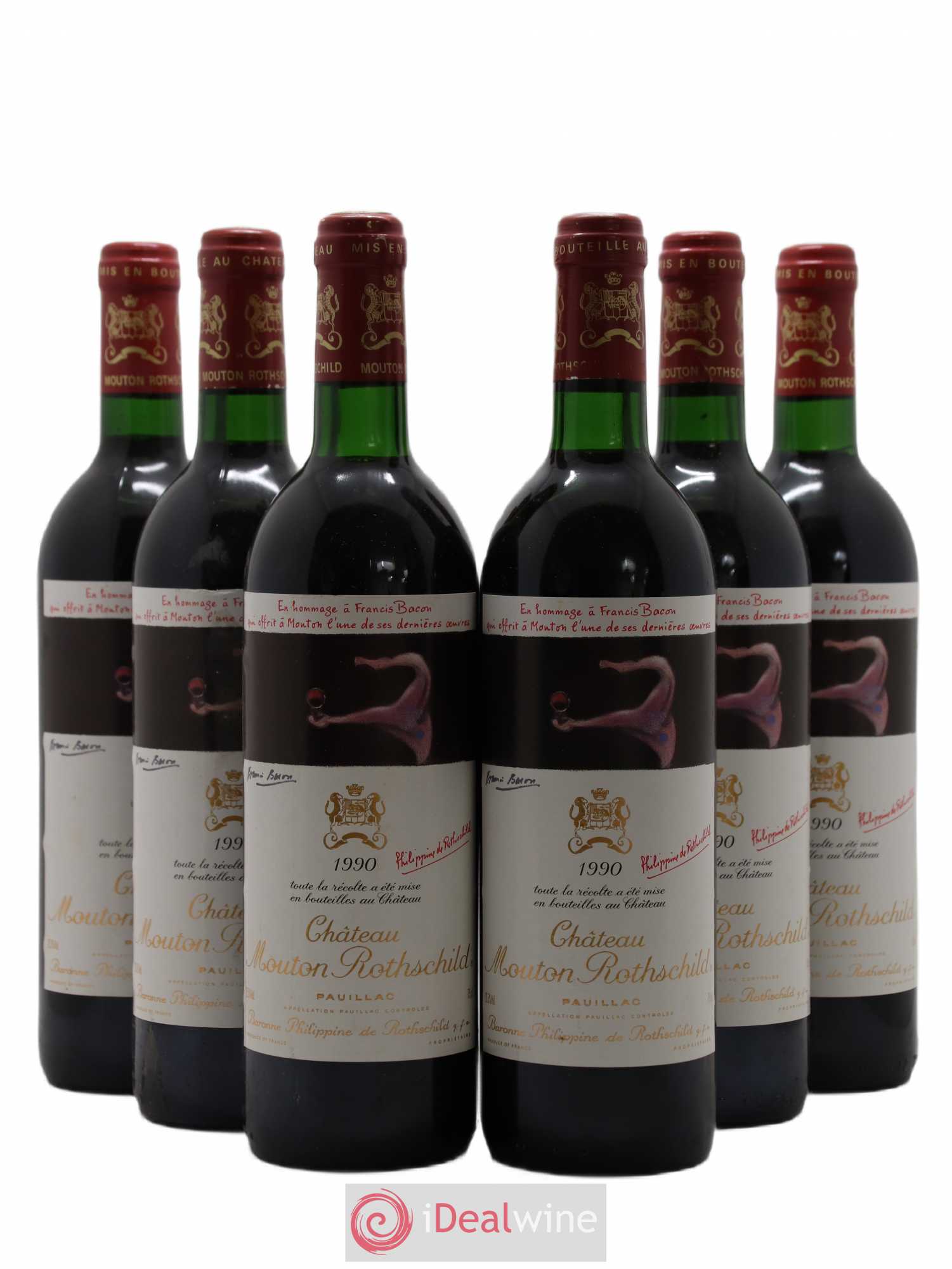 Château Mouton Rothschild 1er Grand Cru Classé 1990 - Lot de 6 bouteilles - 0