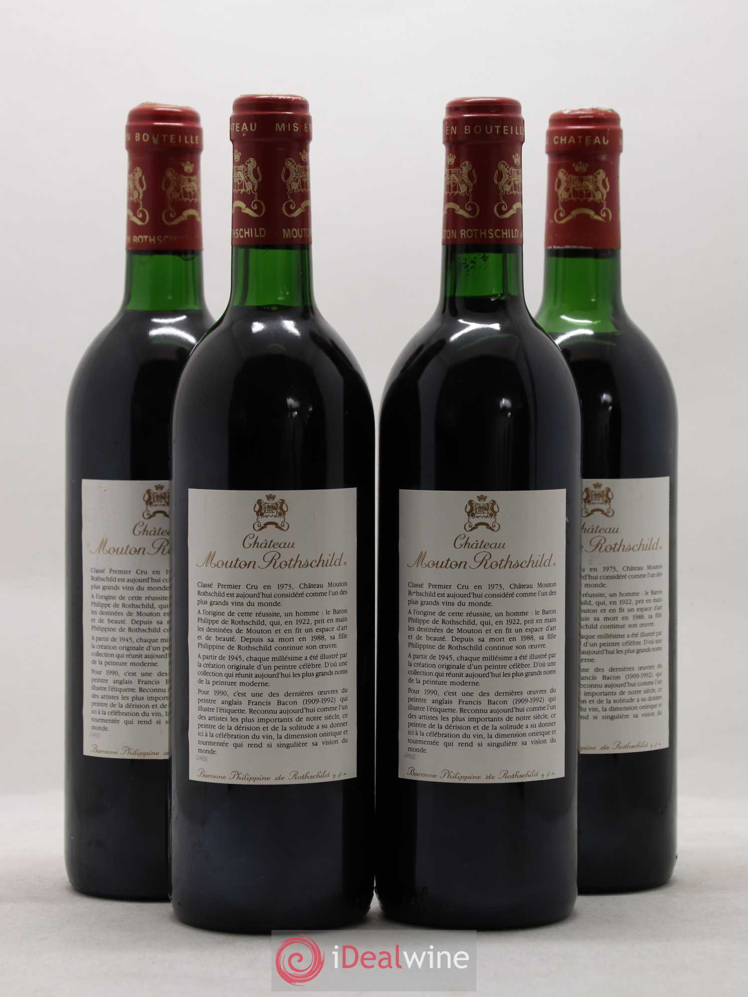 Château Mouton Rothschild 1er Grand Cru Classé 1990 - Lot de 4 bouteilles - 1