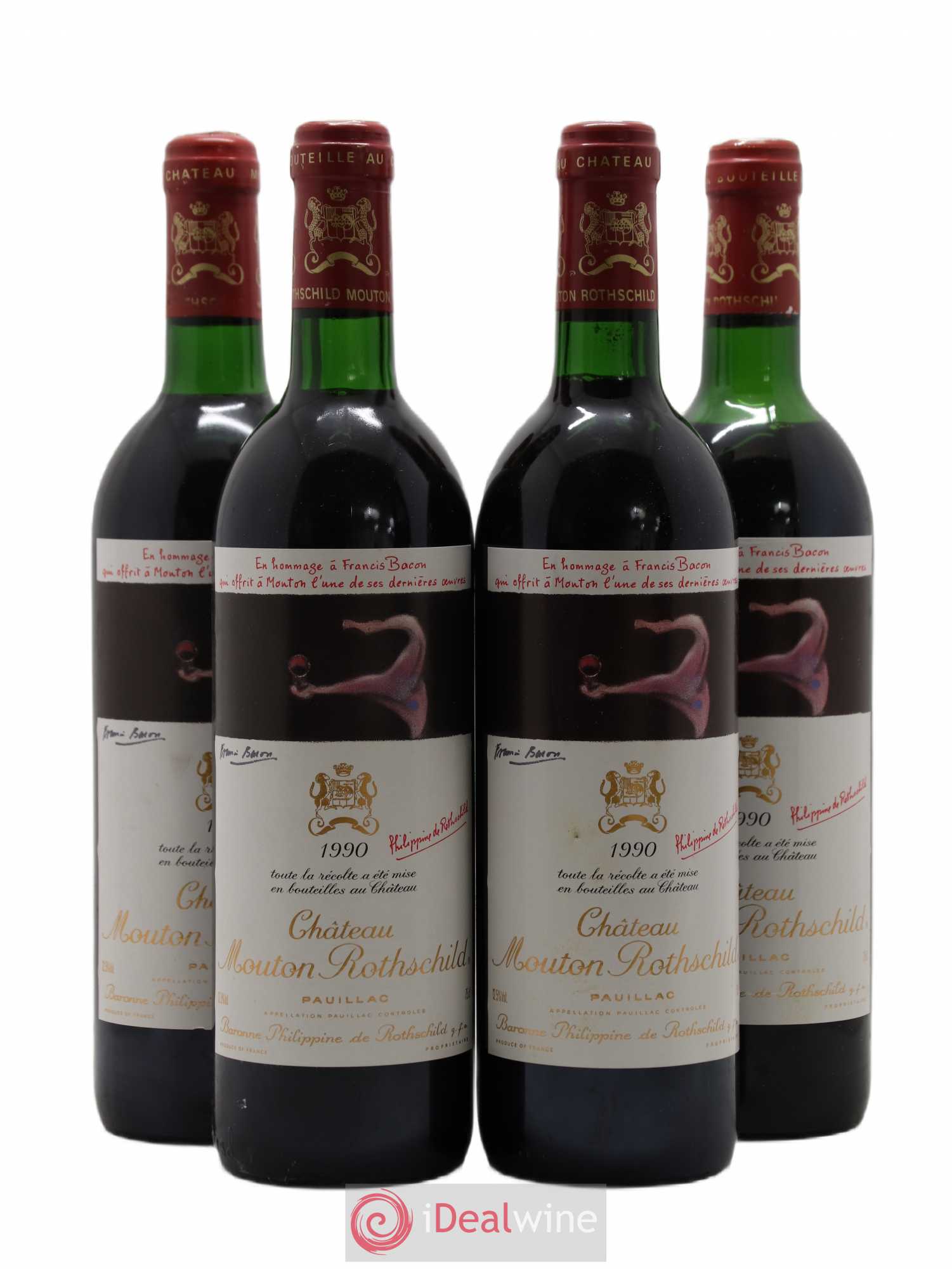 Château Mouton Rothschild 1er Grand Cru Classé 1990 - Lot de 4 bouteilles - 0