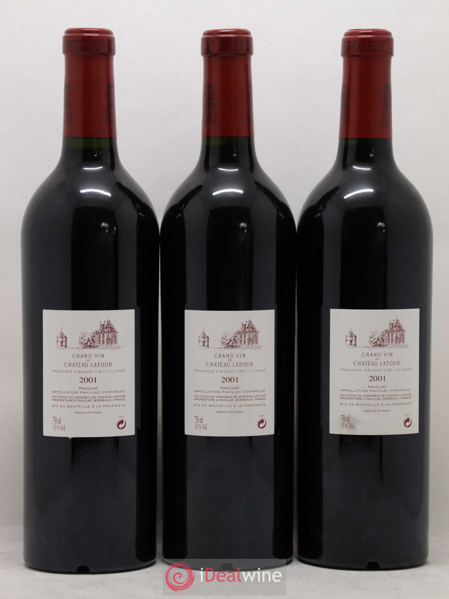 Château Latour 1er Grand Cru Classé 2001 - Lot de 3 bouteilles - 1