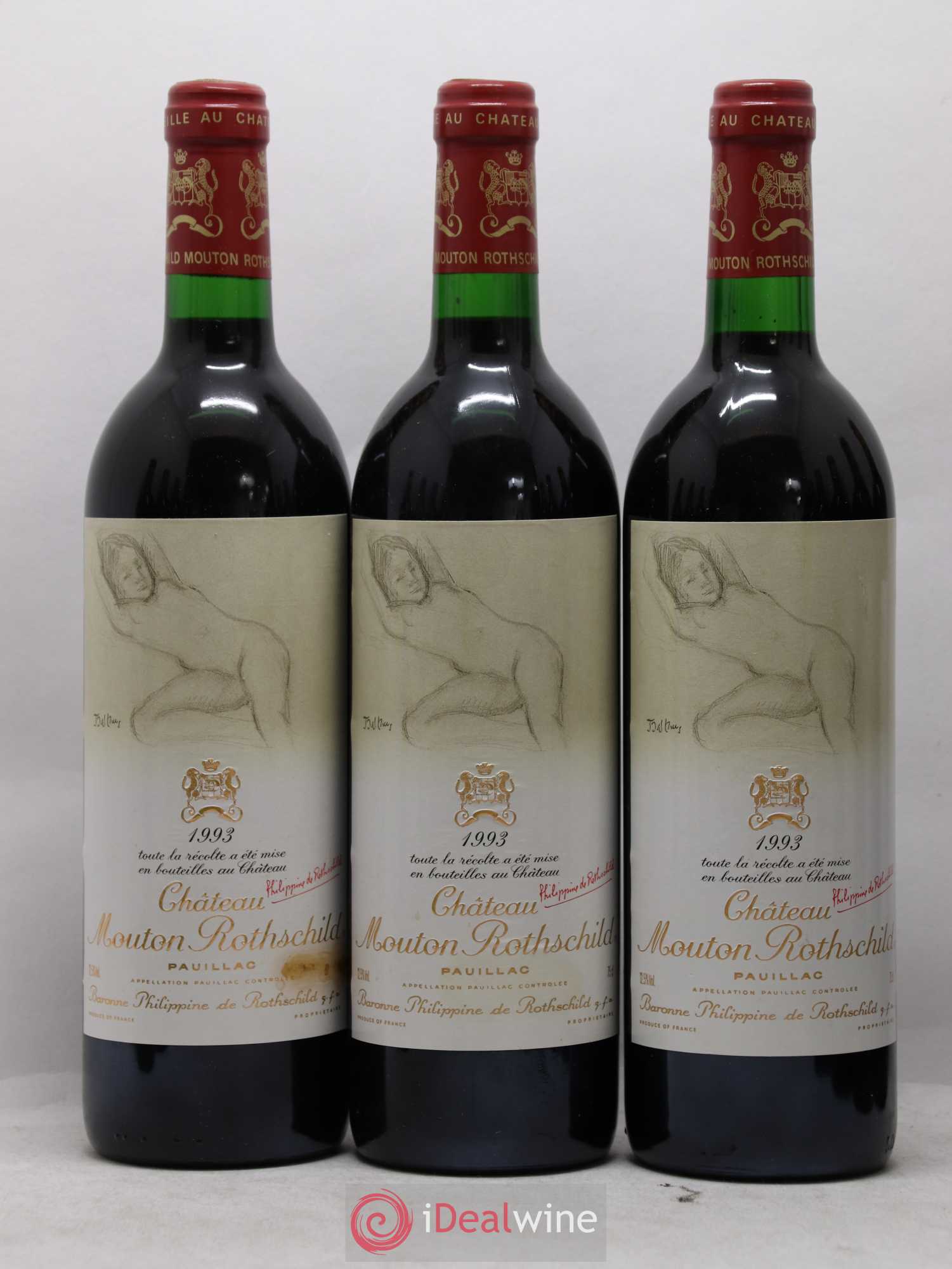 Château Mouton Rothschild 1er Grand Cru Classé 1993 - Lot de 12 bouteilles - 1