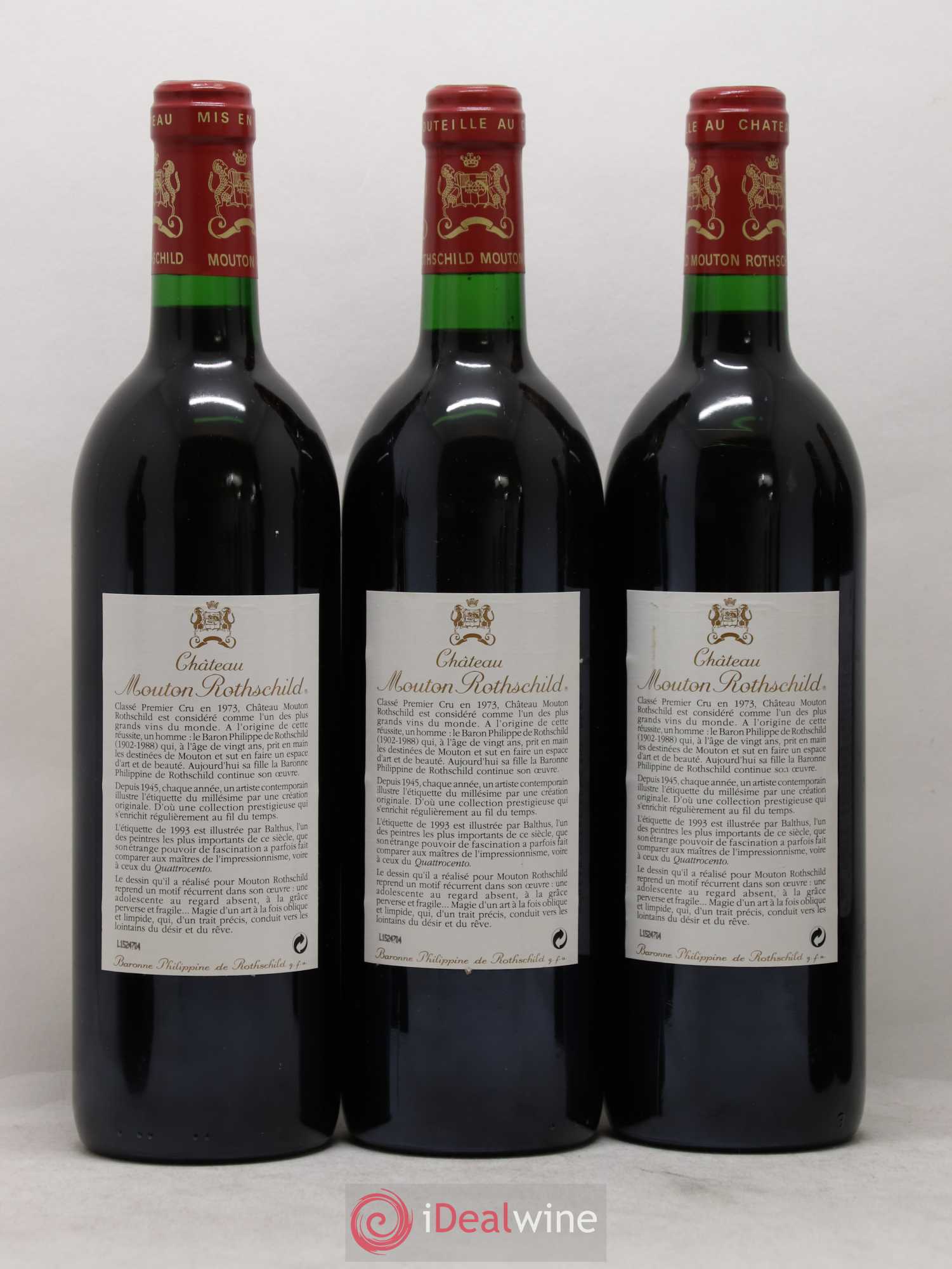Château Mouton Rothschild 1er Grand Cru Classé 1993 - Lot de 12 bouteilles - 6