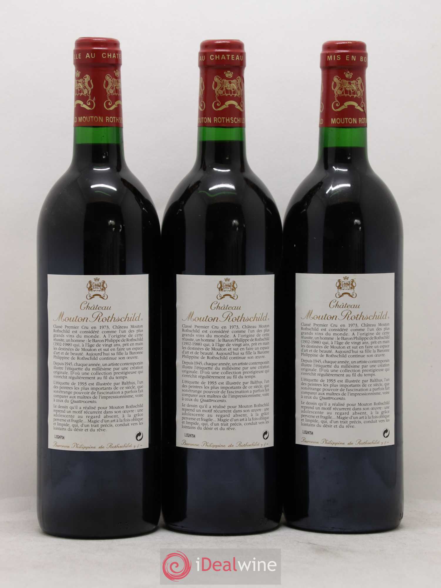 Château Mouton Rothschild 1er Grand Cru Classé 1993 - Lot de 12 bouteilles - 8