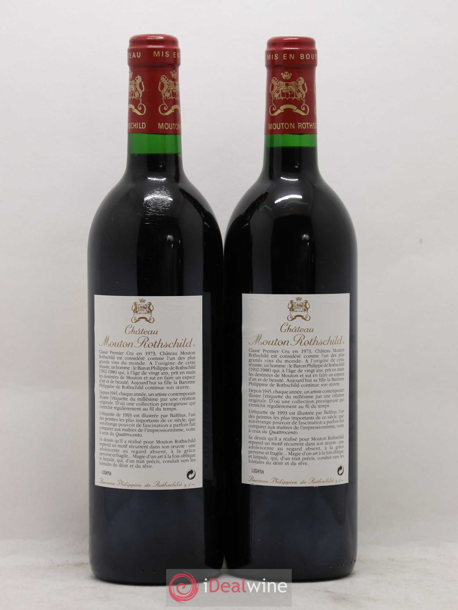 Château Mouton Rothschild 1er Grand Cru Classé 1993 - Lot de 2 bouteilles - 1