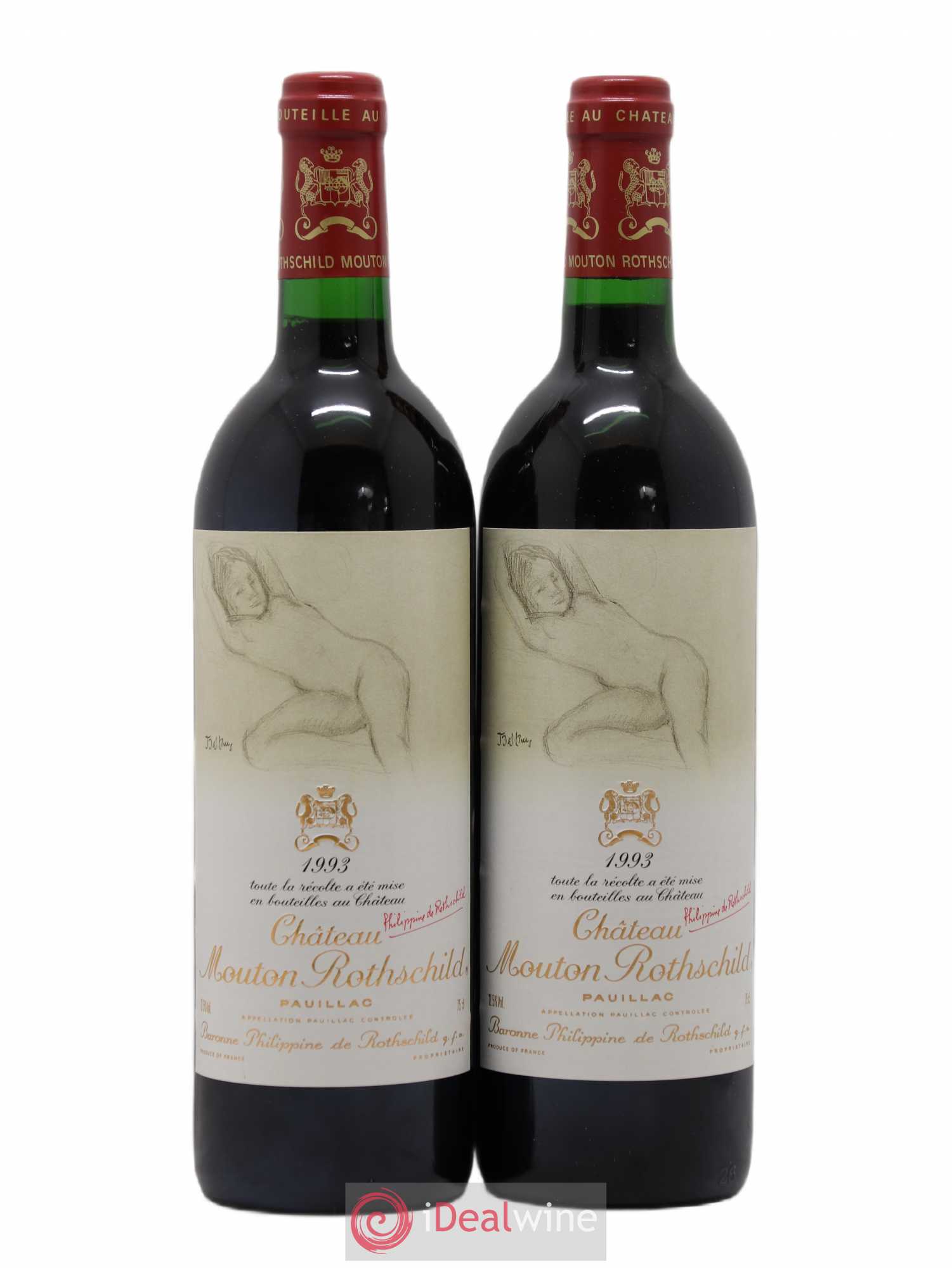 Château Mouton Rothschild 1er Grand Cru Classé 1993 - Lot de 2 bouteilles - 0