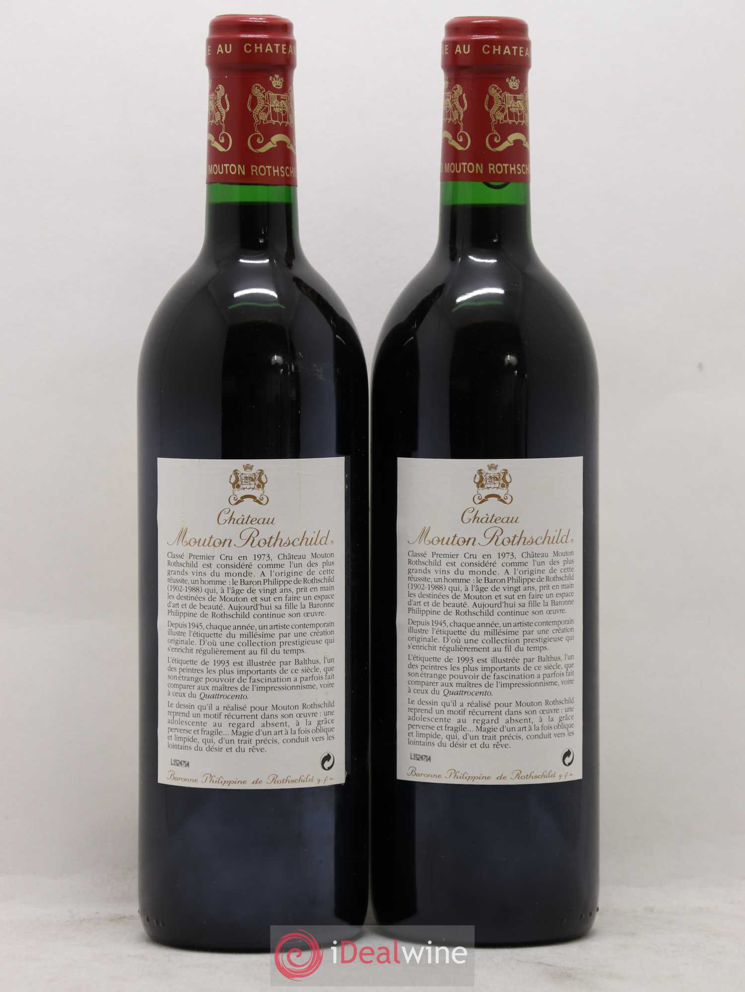 Château Mouton Rothschild 1er Grand Cru Classé 1993 - Lot de 2 bouteilles - 1