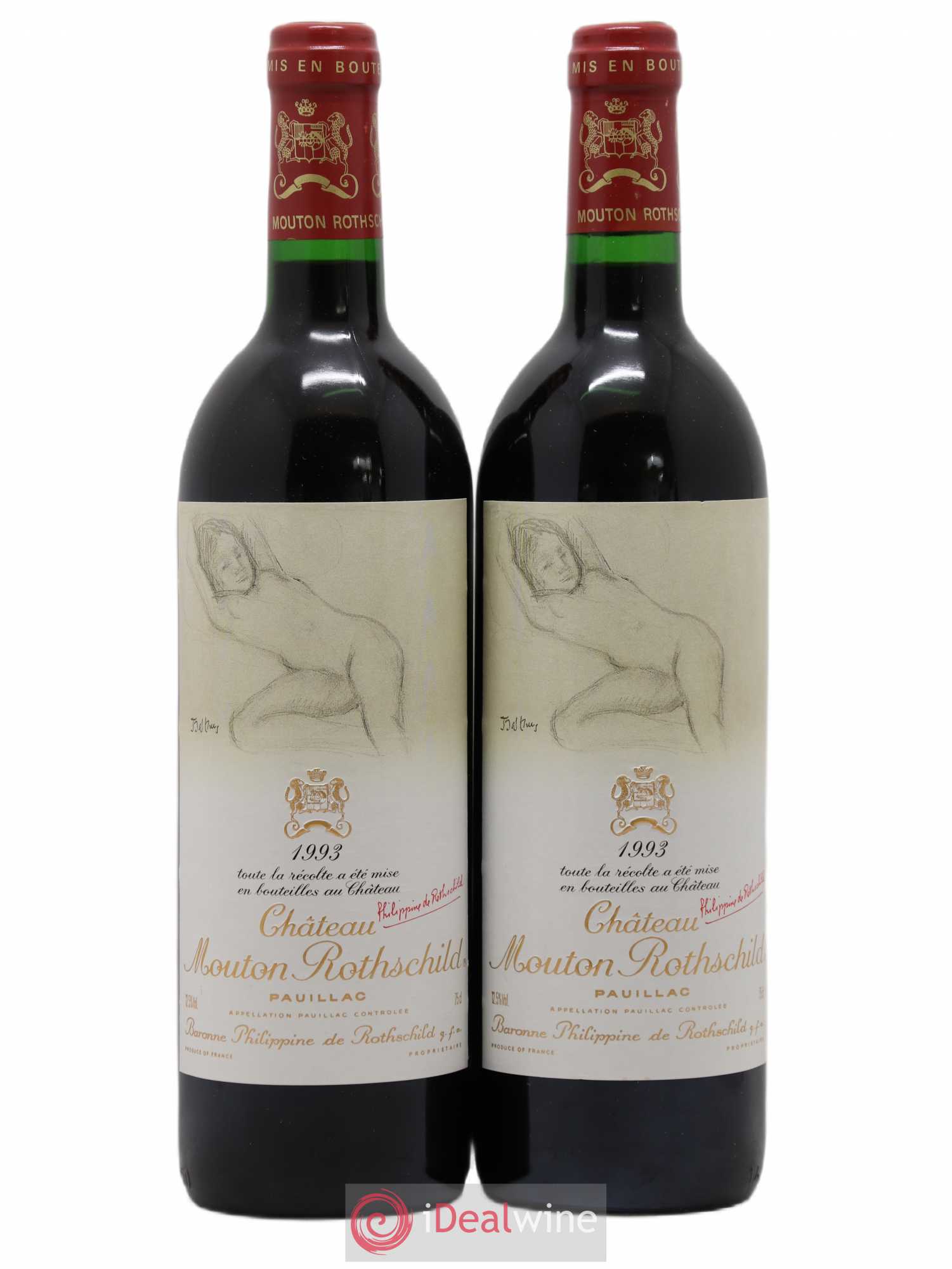 Château Mouton Rothschild 1er Grand Cru Classé 1993 - Lot de 2 bouteilles - 0
