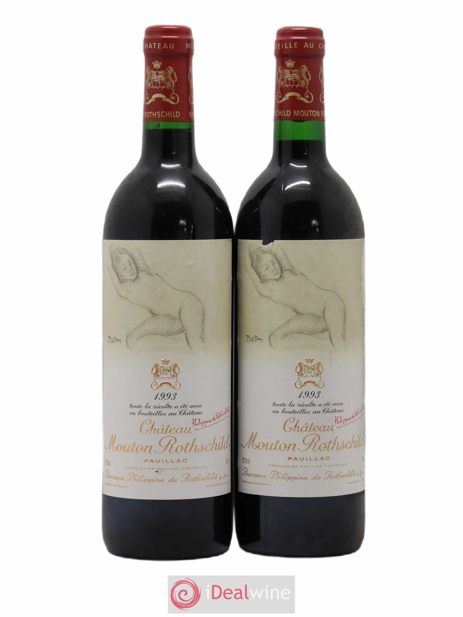 Château Mouton Rothschild 1er Grand Cru Classé 1993 - Lot de 2 bouteilles - 0