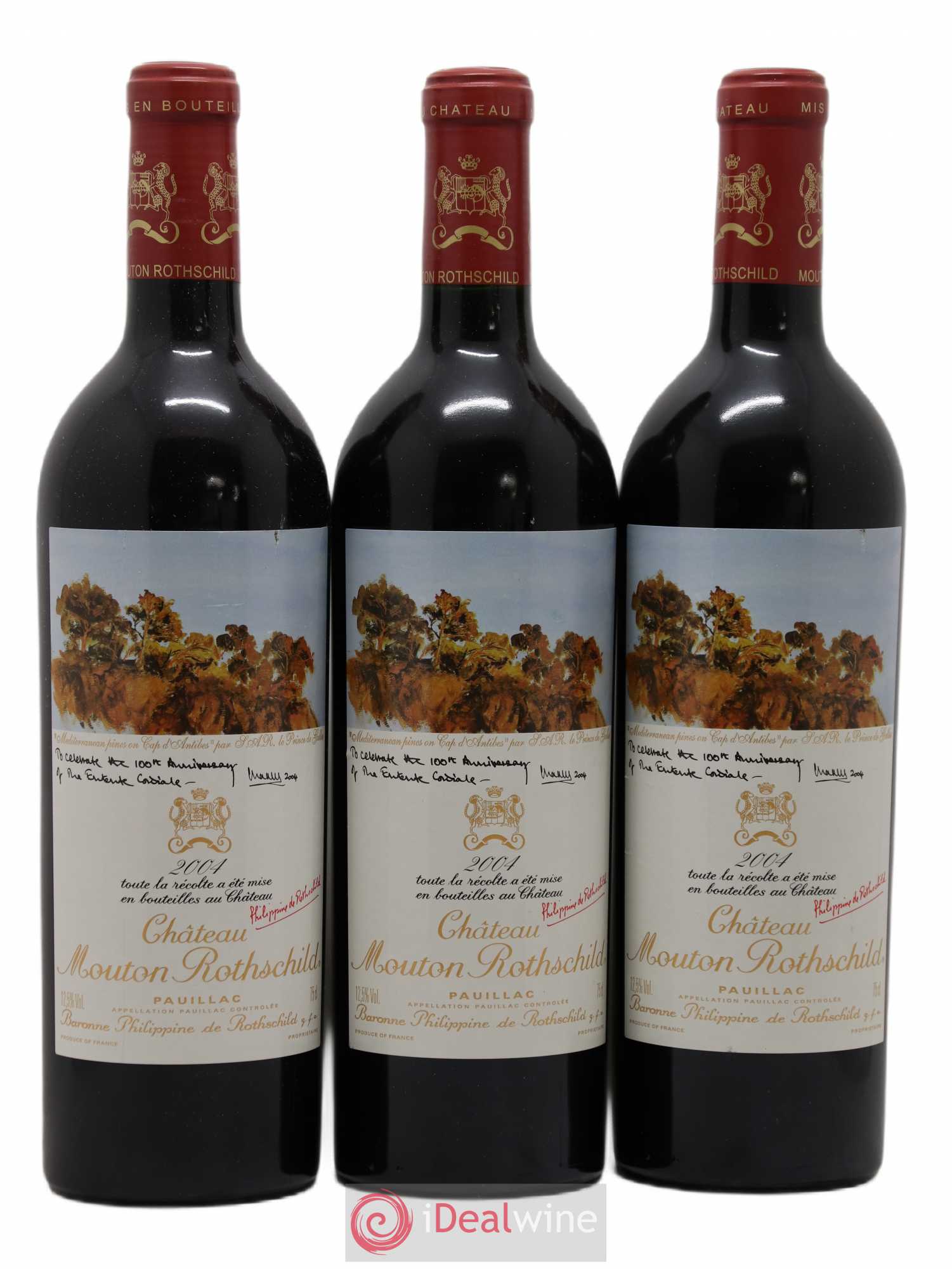 Château Mouton Rothschild 1er Grand Cru Classé 2004 - Lot de 3 bouteilles - 0